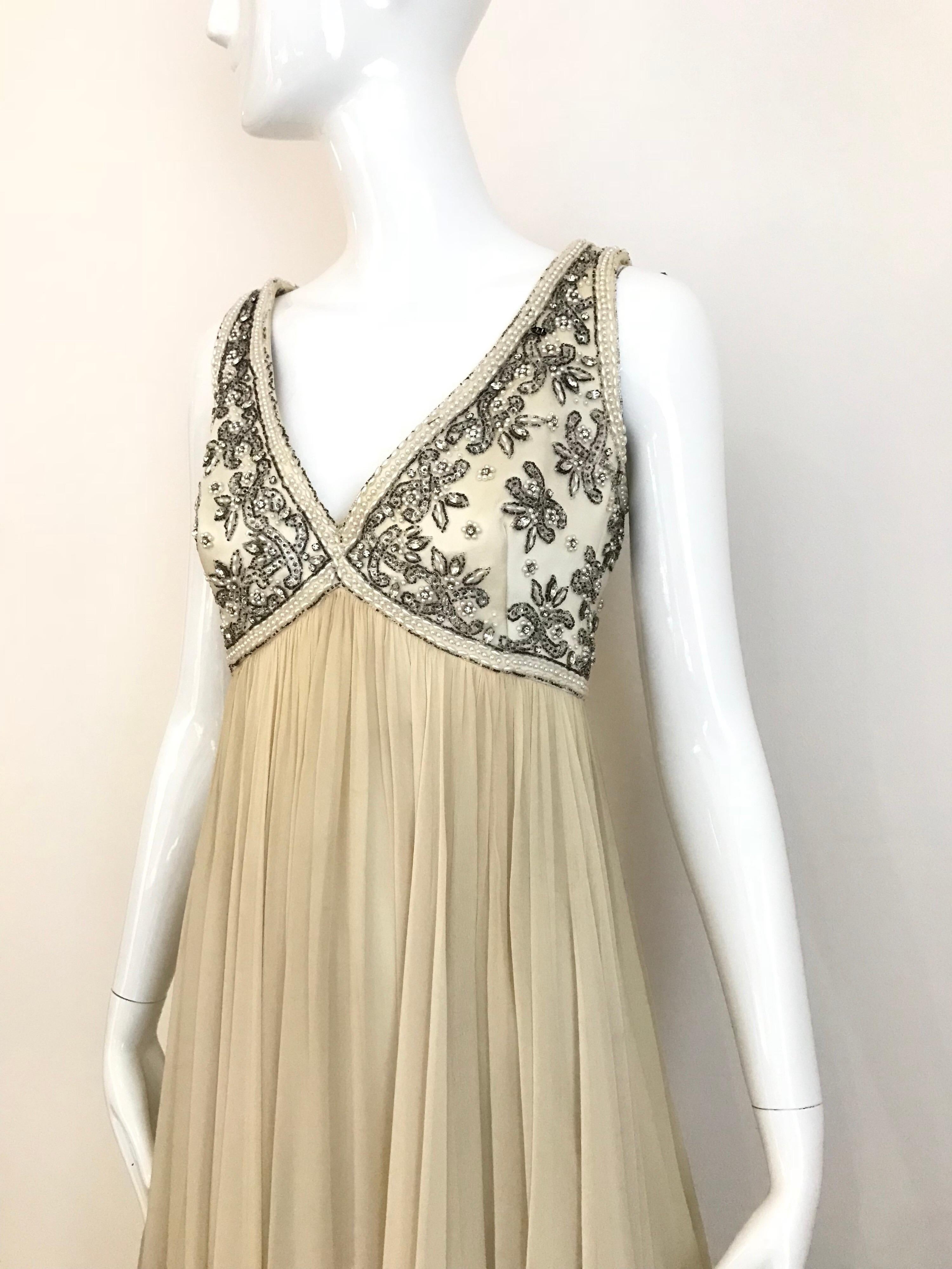 Women's 1960s Elizabeth Arden Creme Silk Sleeveless Gown