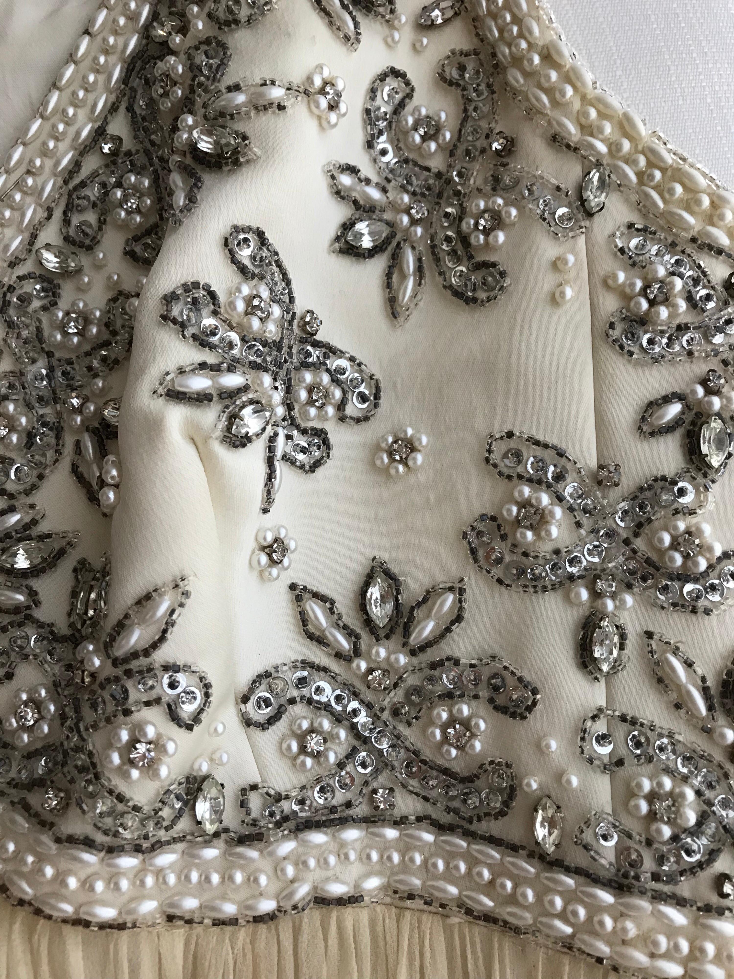 1960s Elizabeth Arden Creme Silk Sleeveless Gown 3
