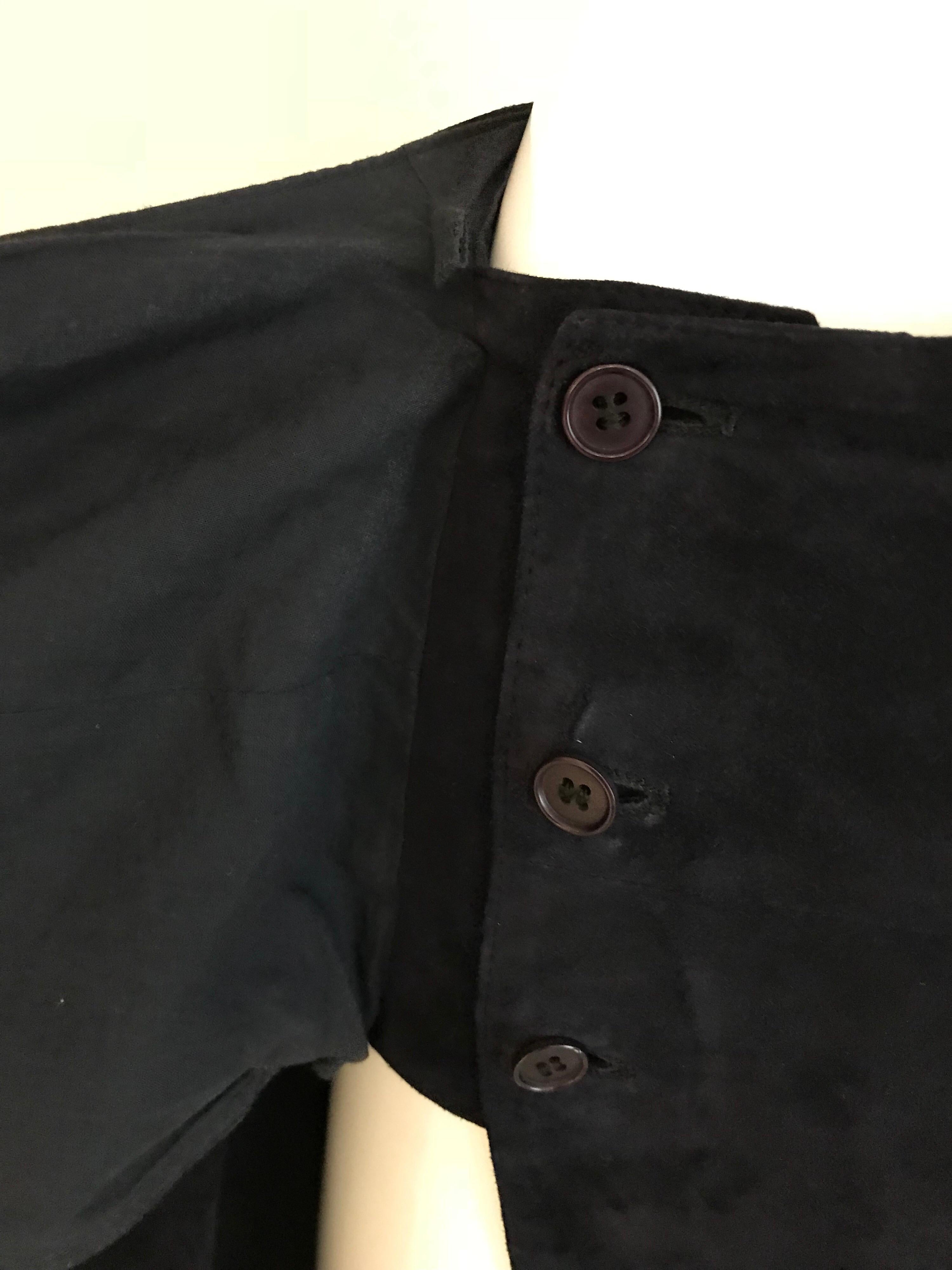 Black 1980s Gianfranco Ferre Navy Suede Wrap Skirt For Sale