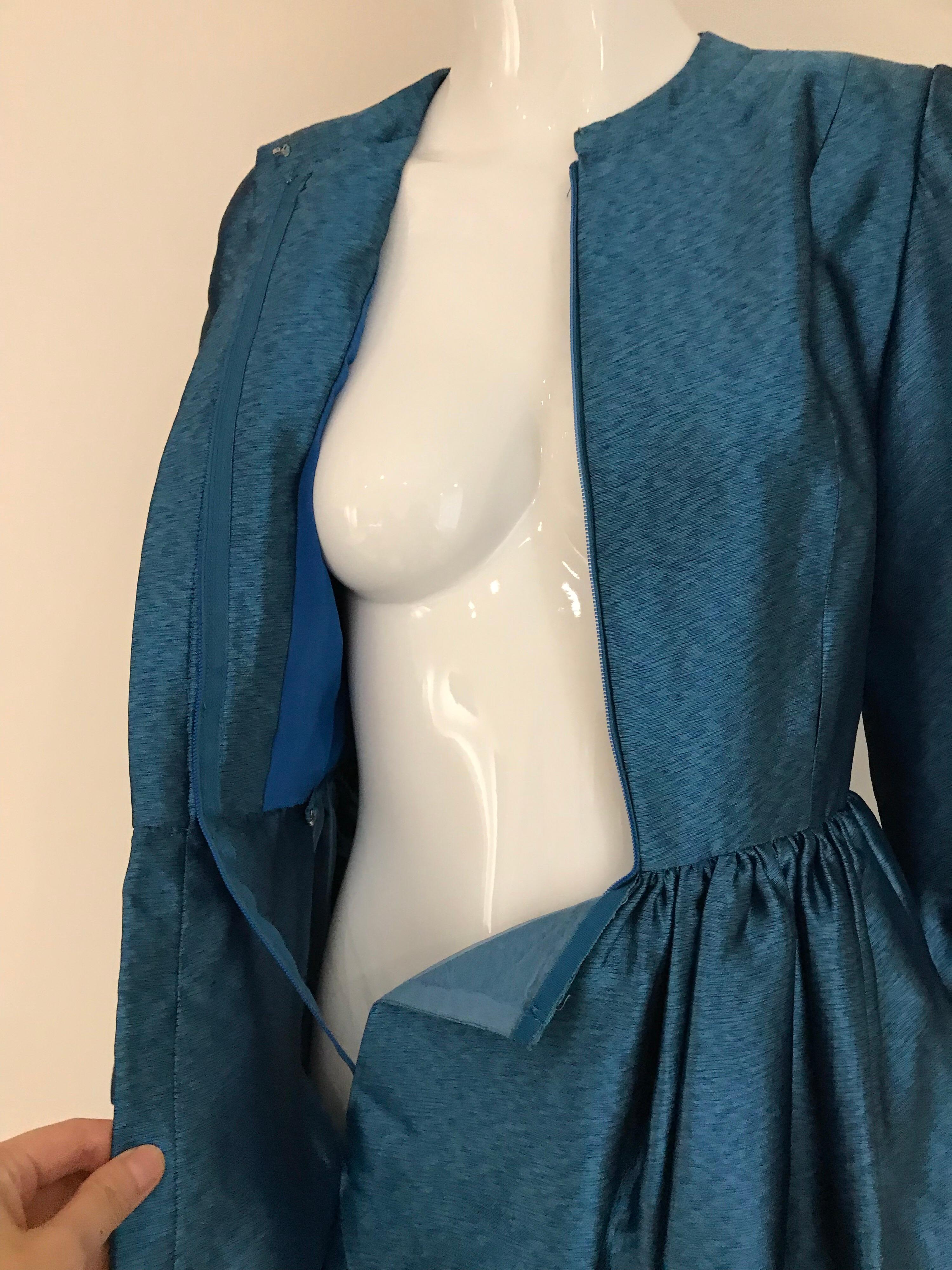 Vintage Geoffrey Beene Teal Blue Silk Dress  For Sale 1