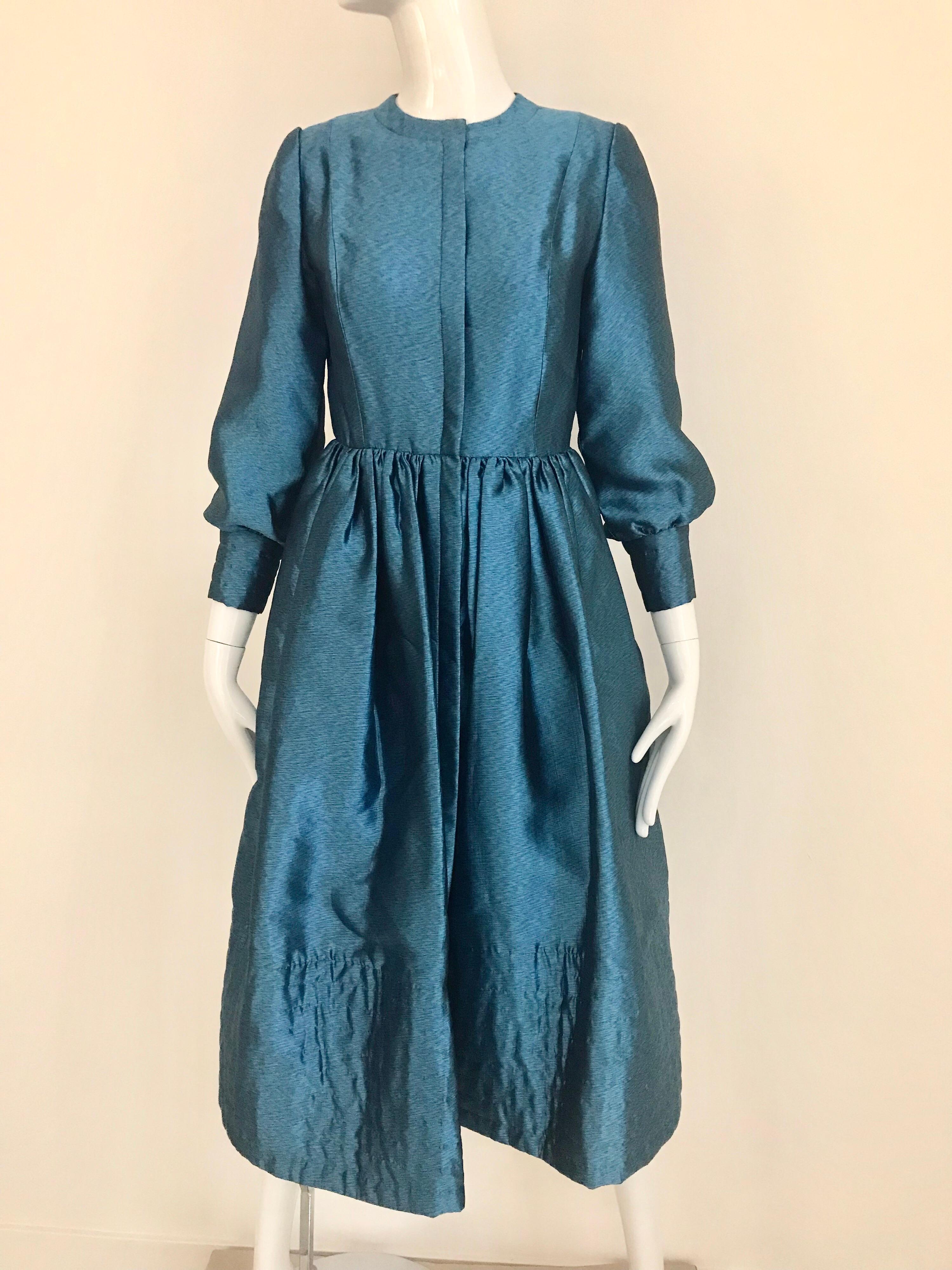 Vintage Geoffrey Beene Teal Blue Silk Dress  For Sale 5