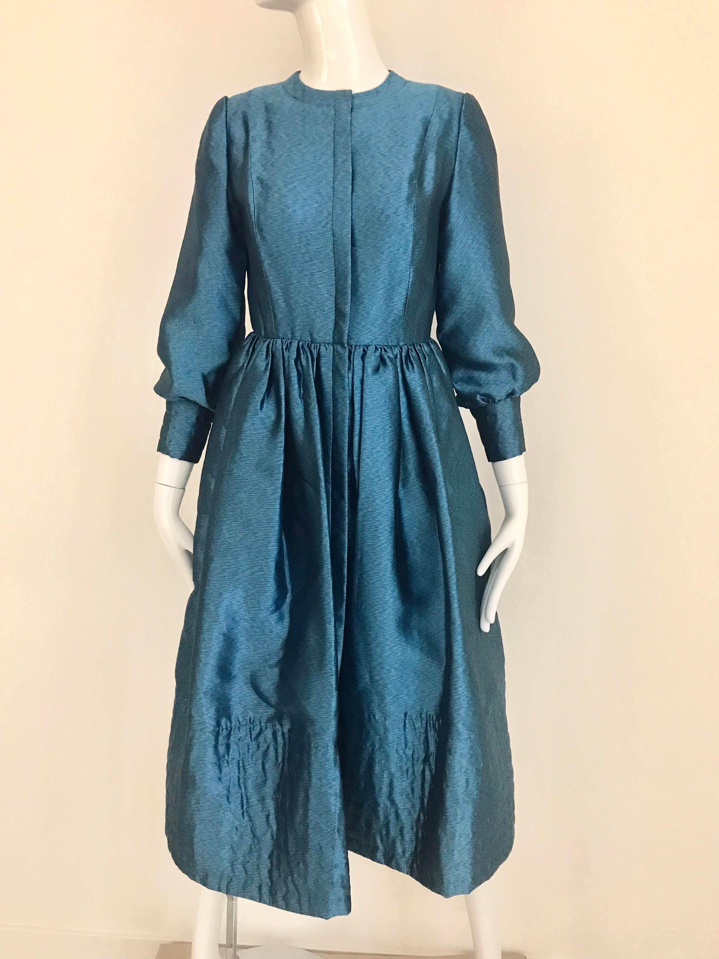 Vestido vintage de seda azul turquesa de Geoffrey Beene en venta 6