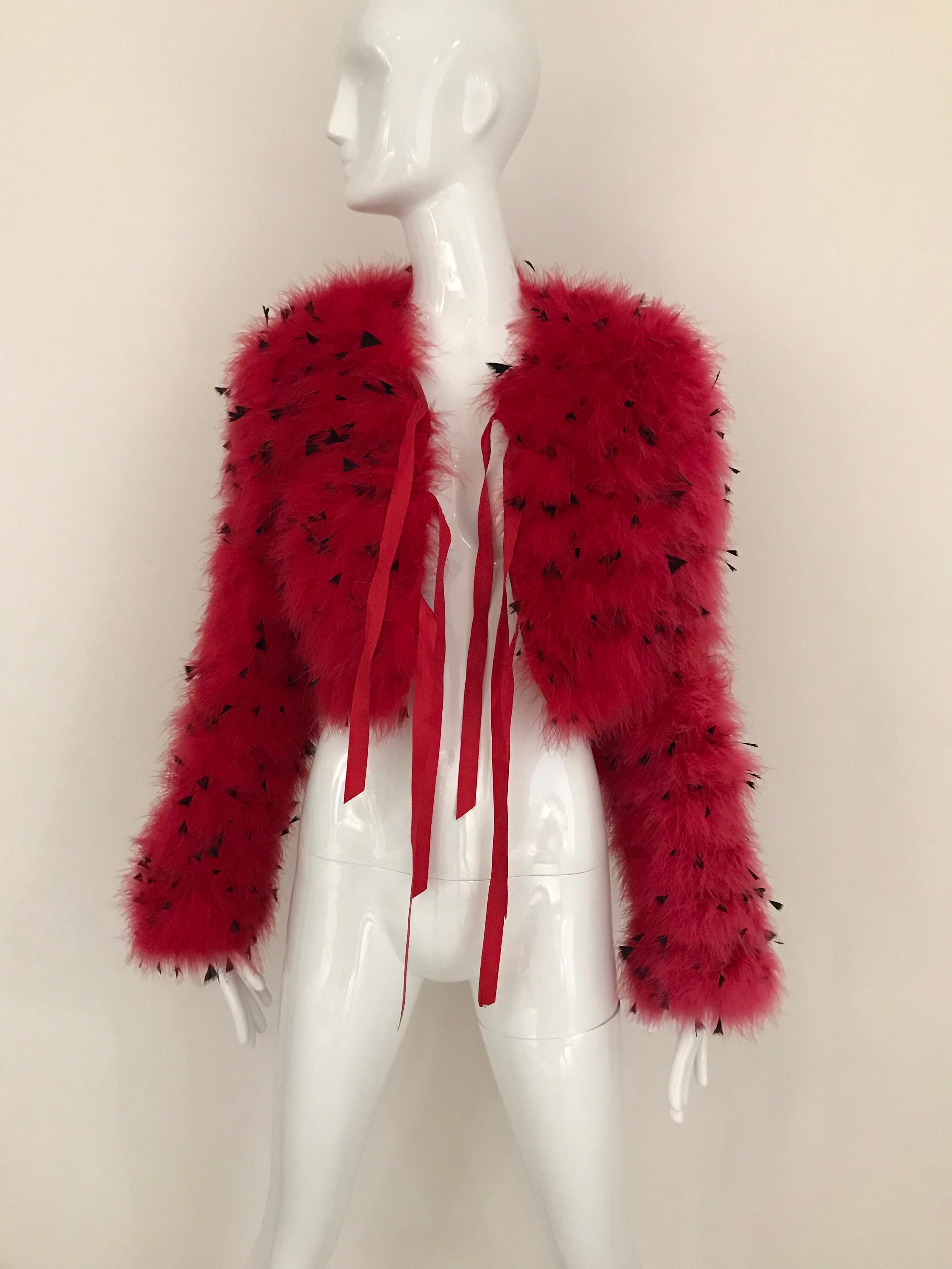 red feather coat
