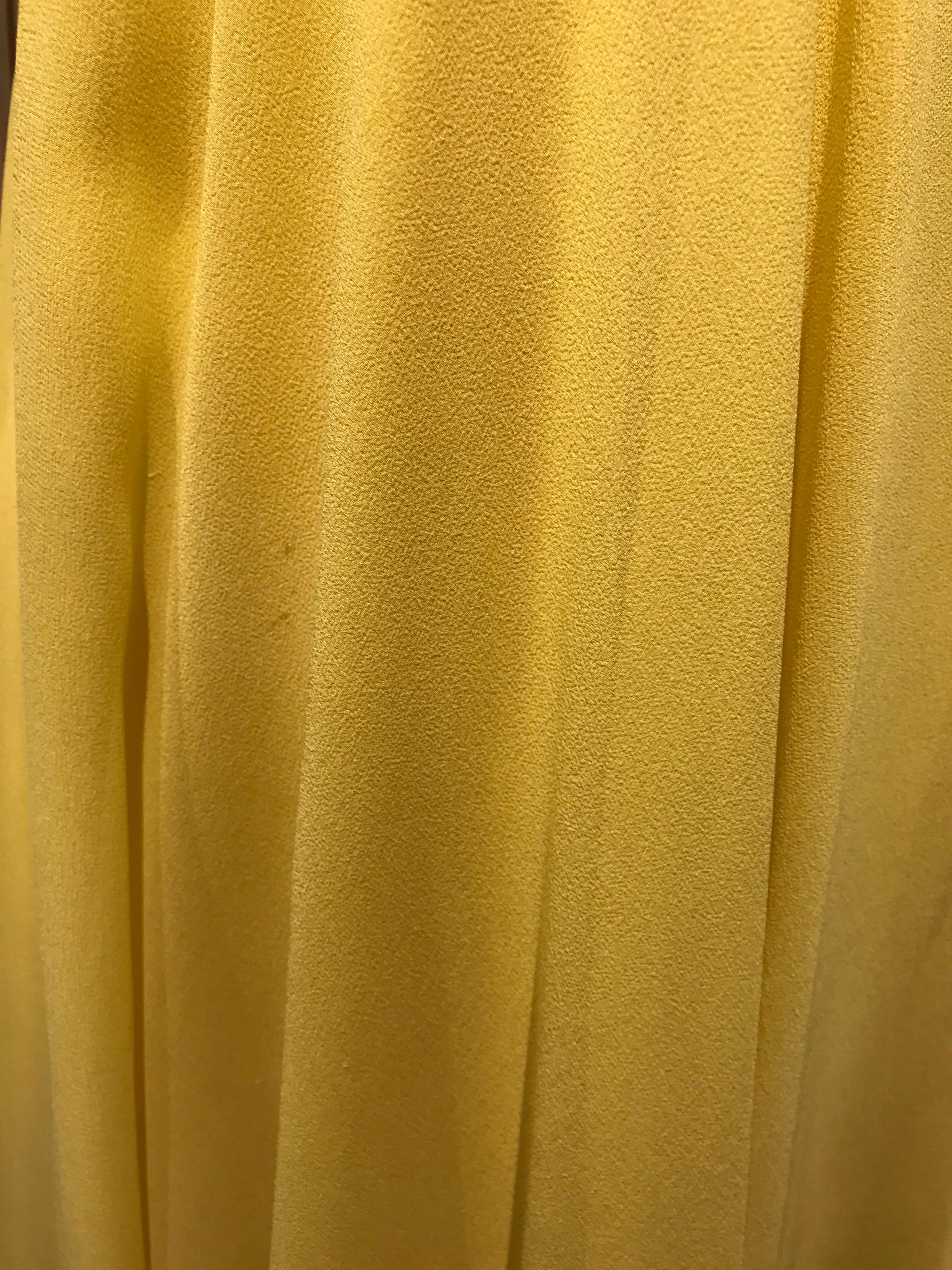1970s Yellow La Mendola Italy Silk Chiffon Gown 5
