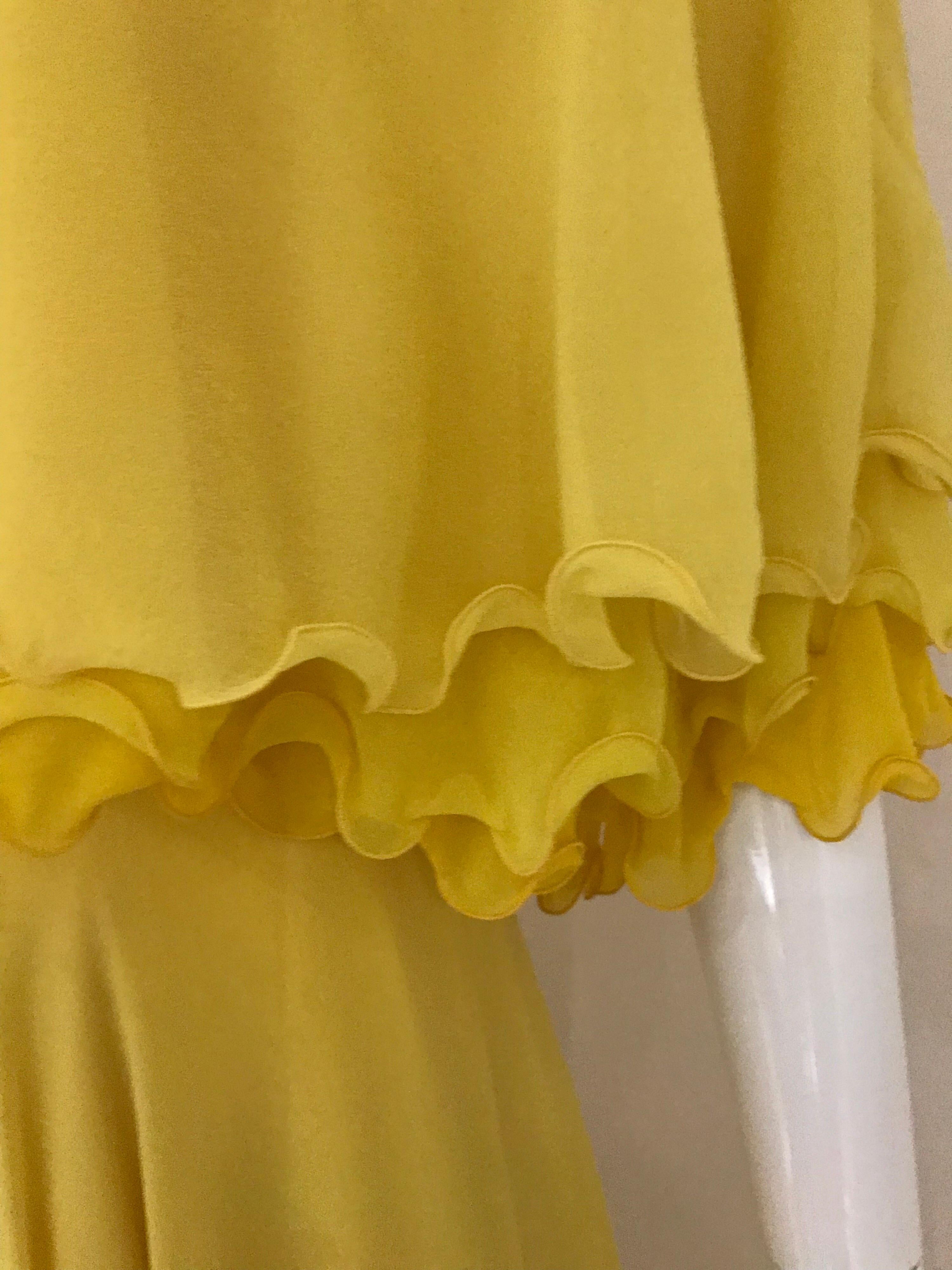 1970s Yellow La Mendola Italy Silk Chiffon Gown 11