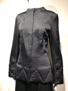 Yohji Yamamoto Black Long Sleeve Silk Quilted Jacket and Skirt Set