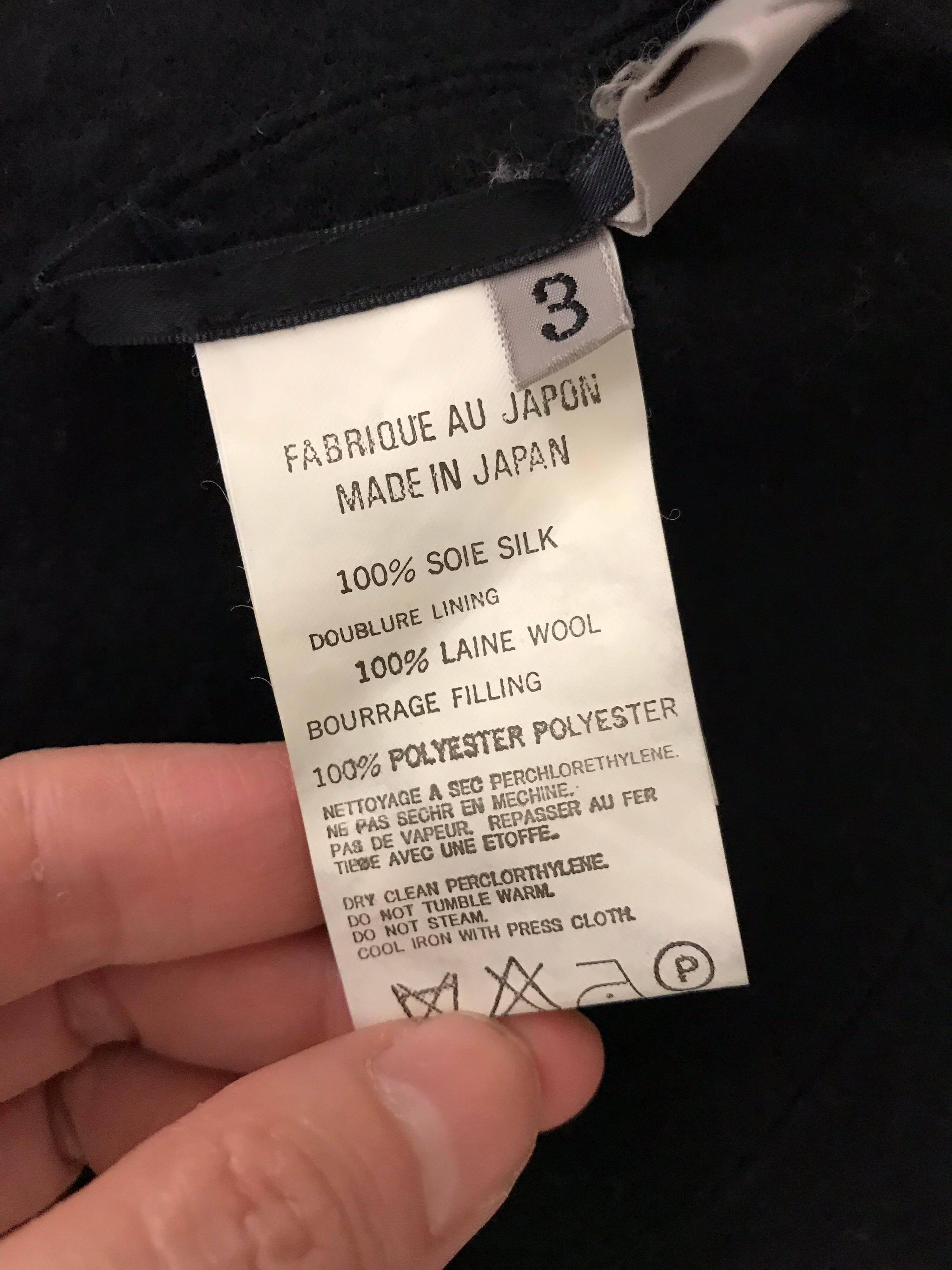 Yohji Yamamoto Set giacca e gonna trapuntata in seta a maniche lunghe nera in vendita 2