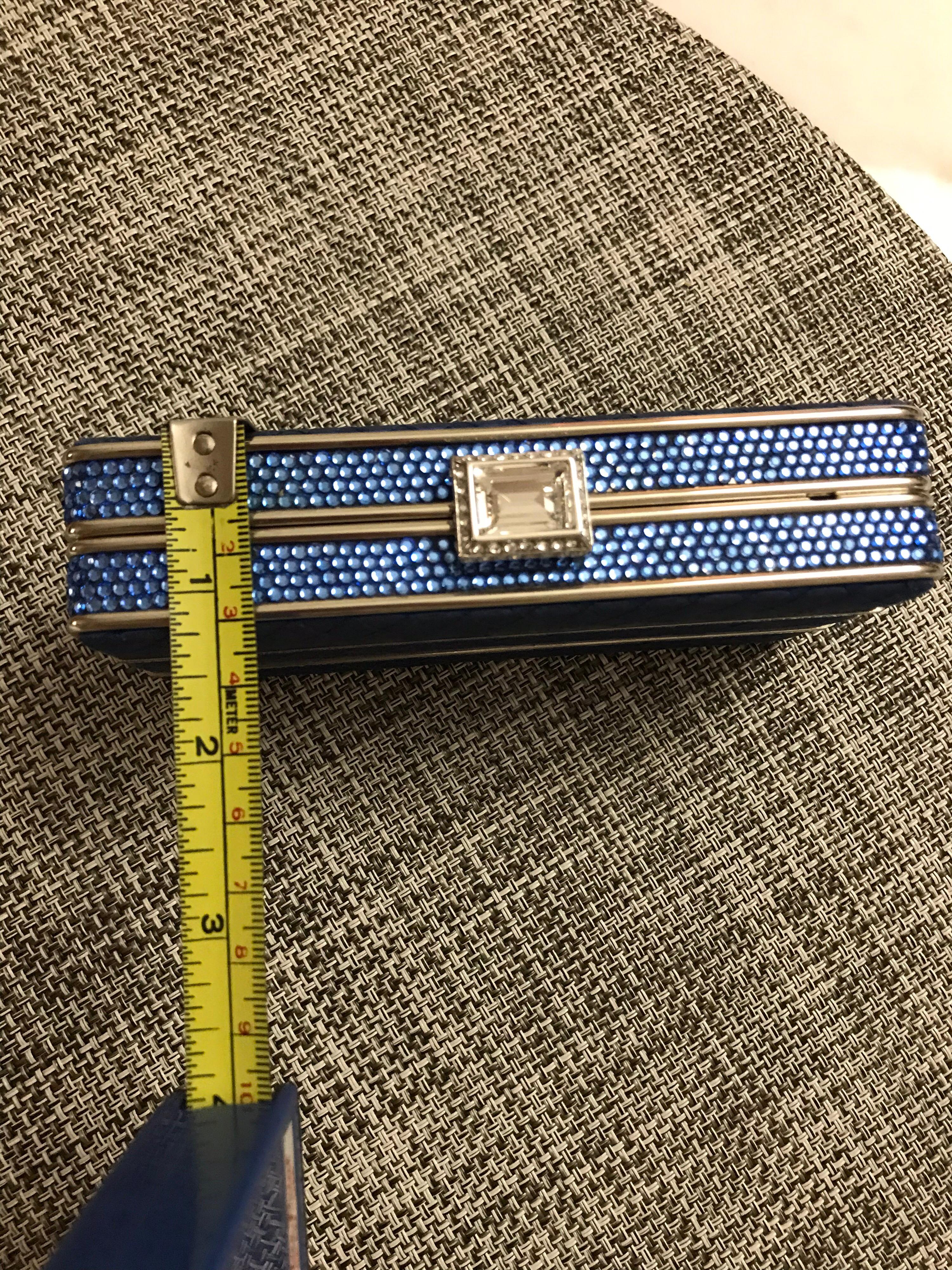 Judith Leiber blue satin evening clutch 3