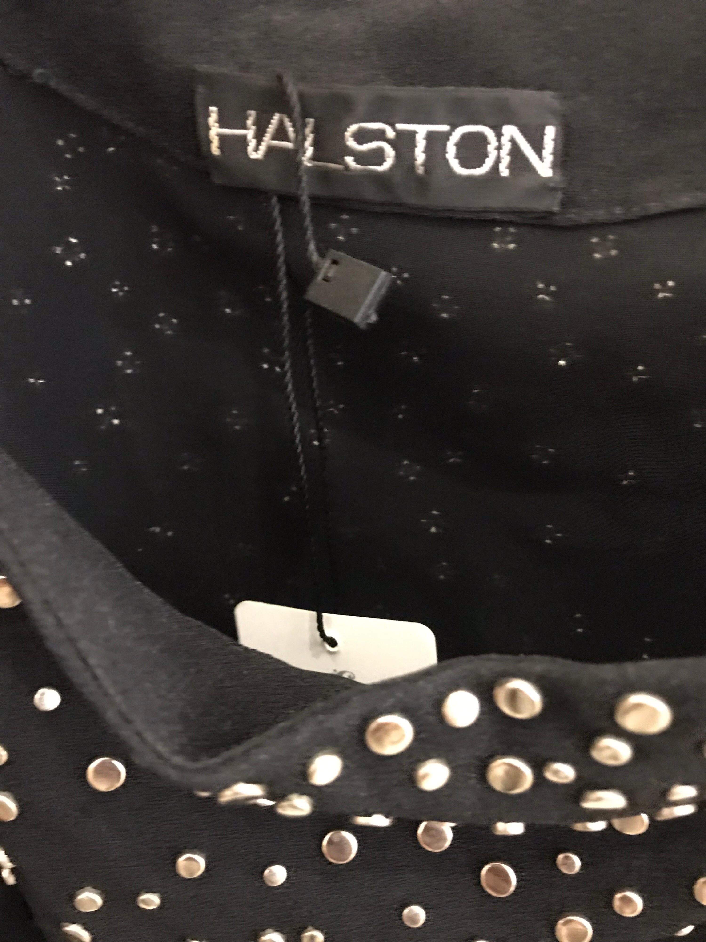 Vintage Halston  Black Crepe Studded Cocktail Dress 2