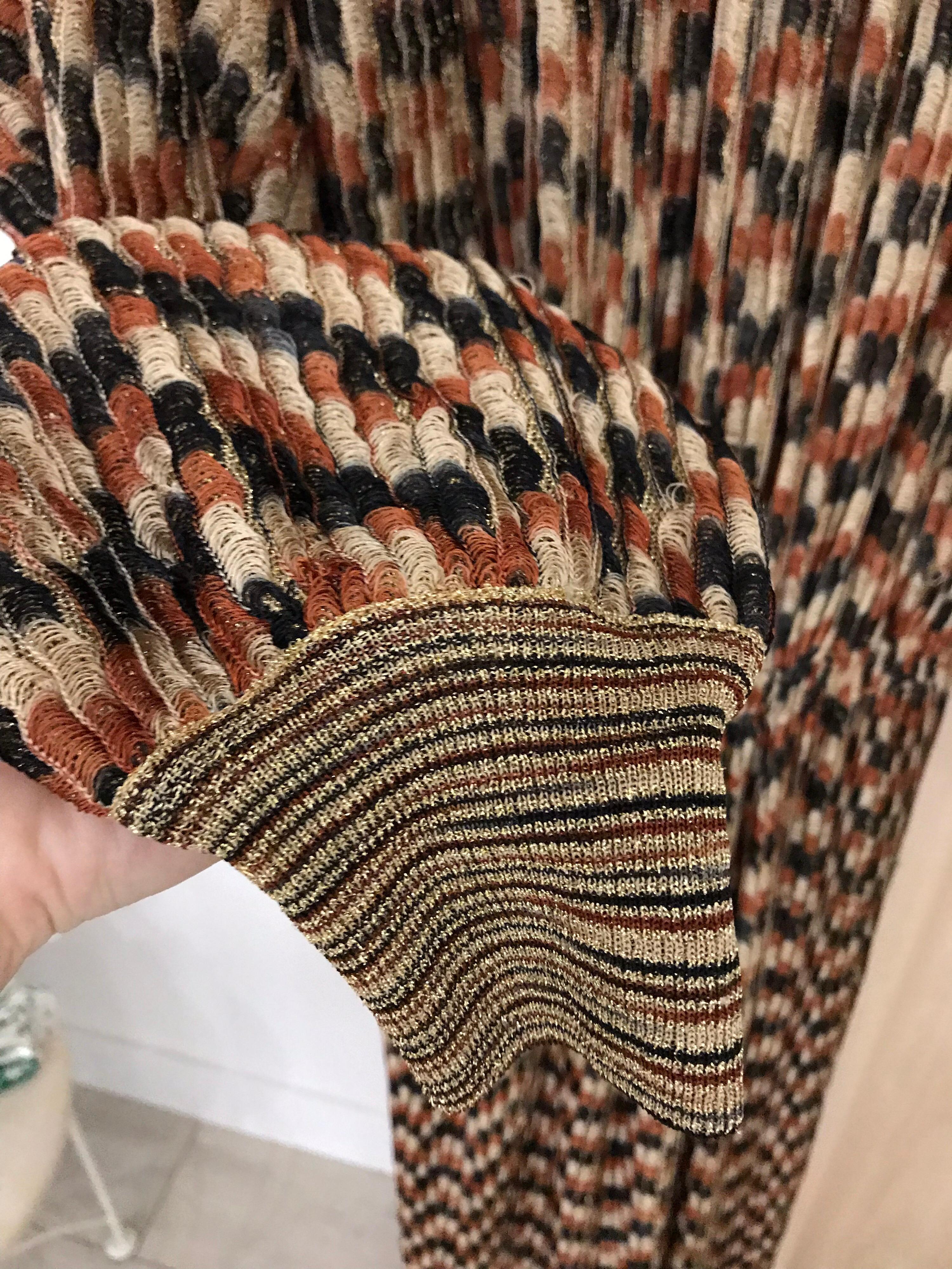 1980s Missoni brown and metallic knit dress 1
