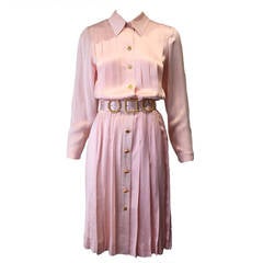 Vintage 1980s Chanel Pink Silk  dress