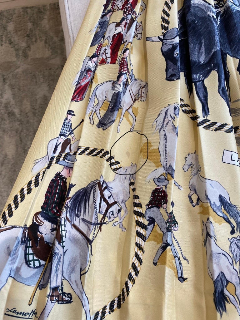 1970s HERMES Equestrian Print Silk Blouse and Skirt set at 1stDibs 
