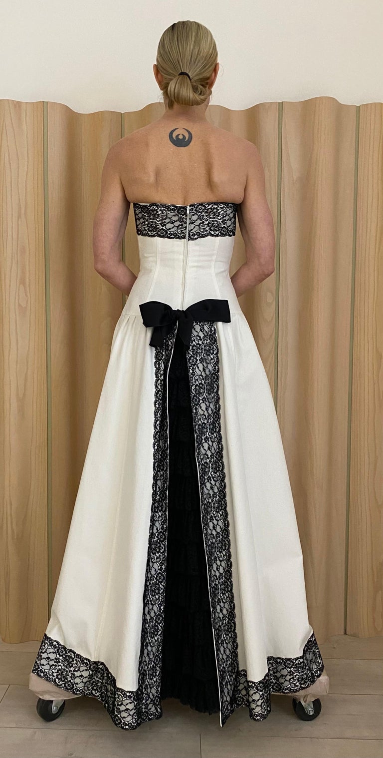 Chanel White and Black Cotton Pique Strapless Cocktail Dress, 1980s at  1stDibs | vintage chanel white dress, black and white chanel dress, chanel  white and black dress