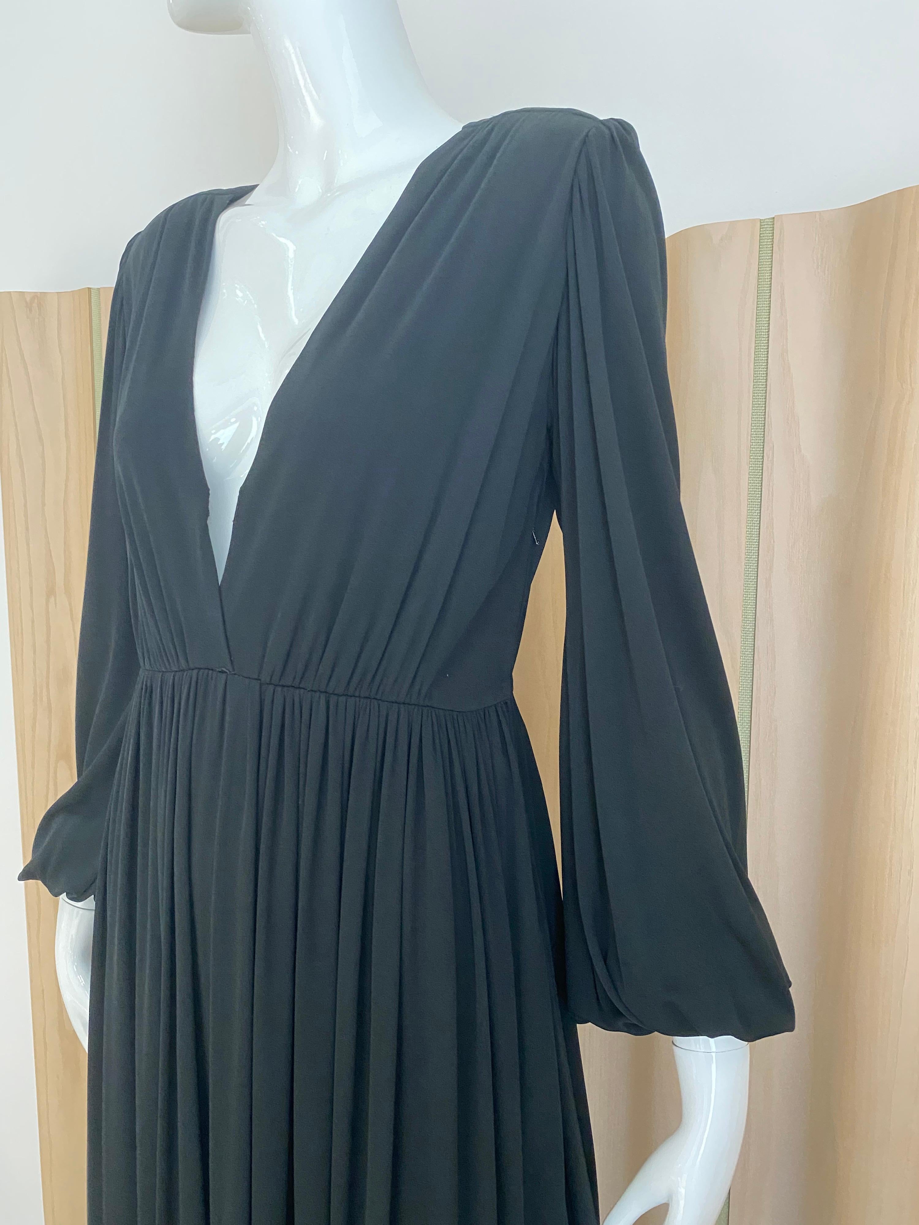 1970s Yves Saint Laurent black jersey V neck dress For Sale at 1stDibs ...