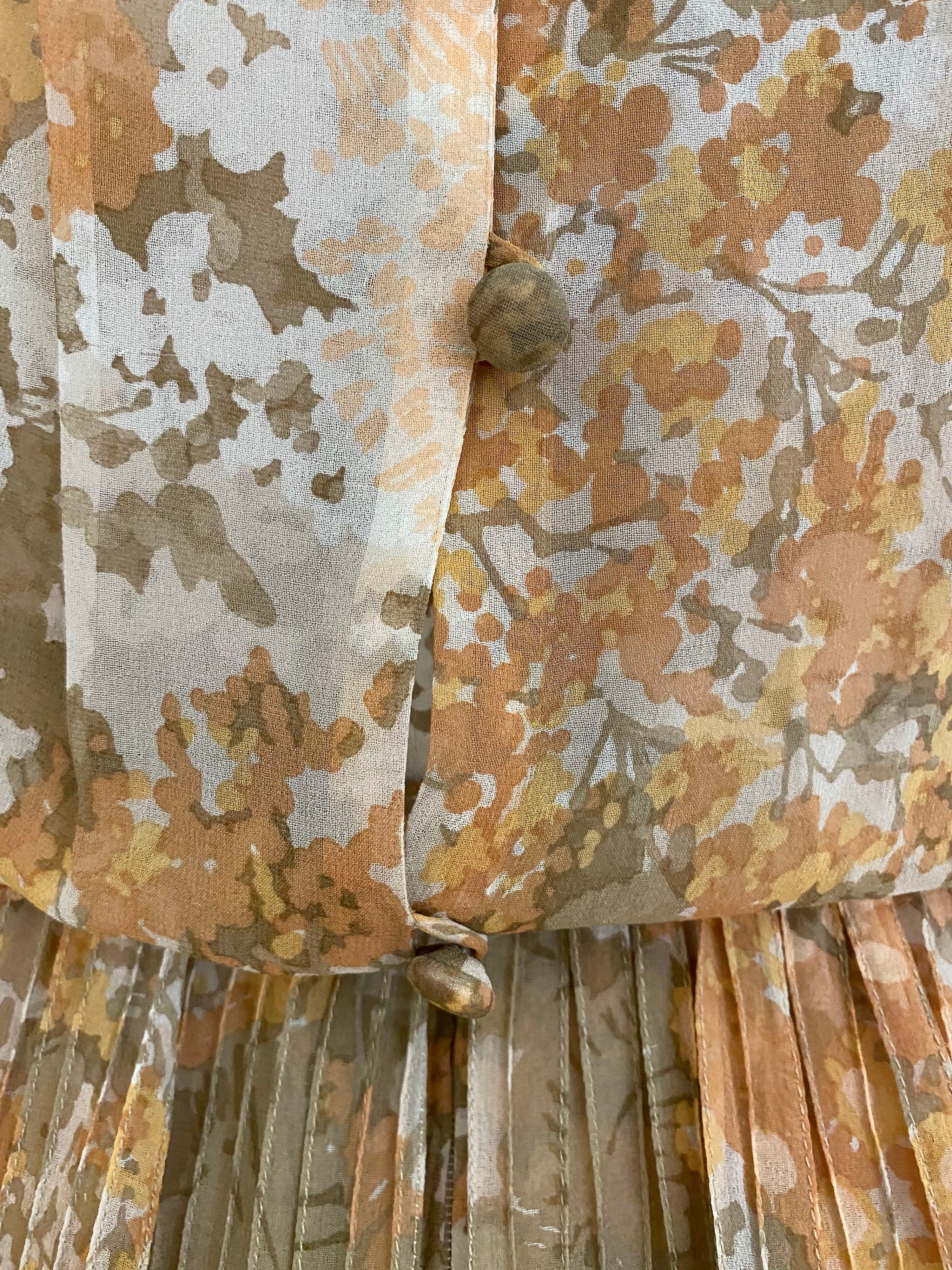 1970s Bill Blass Silk Crepe Floral Print Long Sleeve Maxi Dress 5