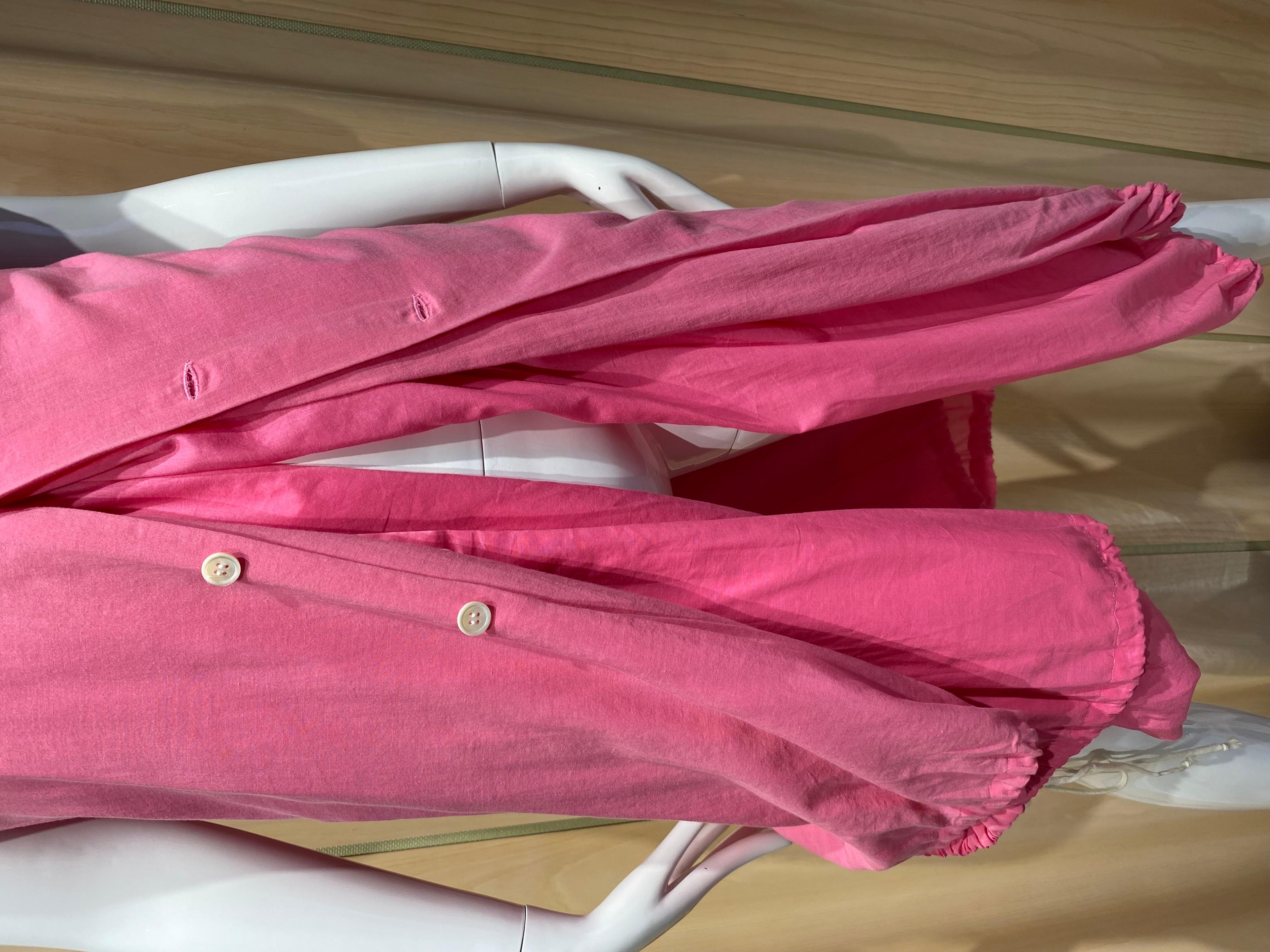 2007 Comme Des Garcons buble gum pink cotton double layer shirt vest top For Sale 1
