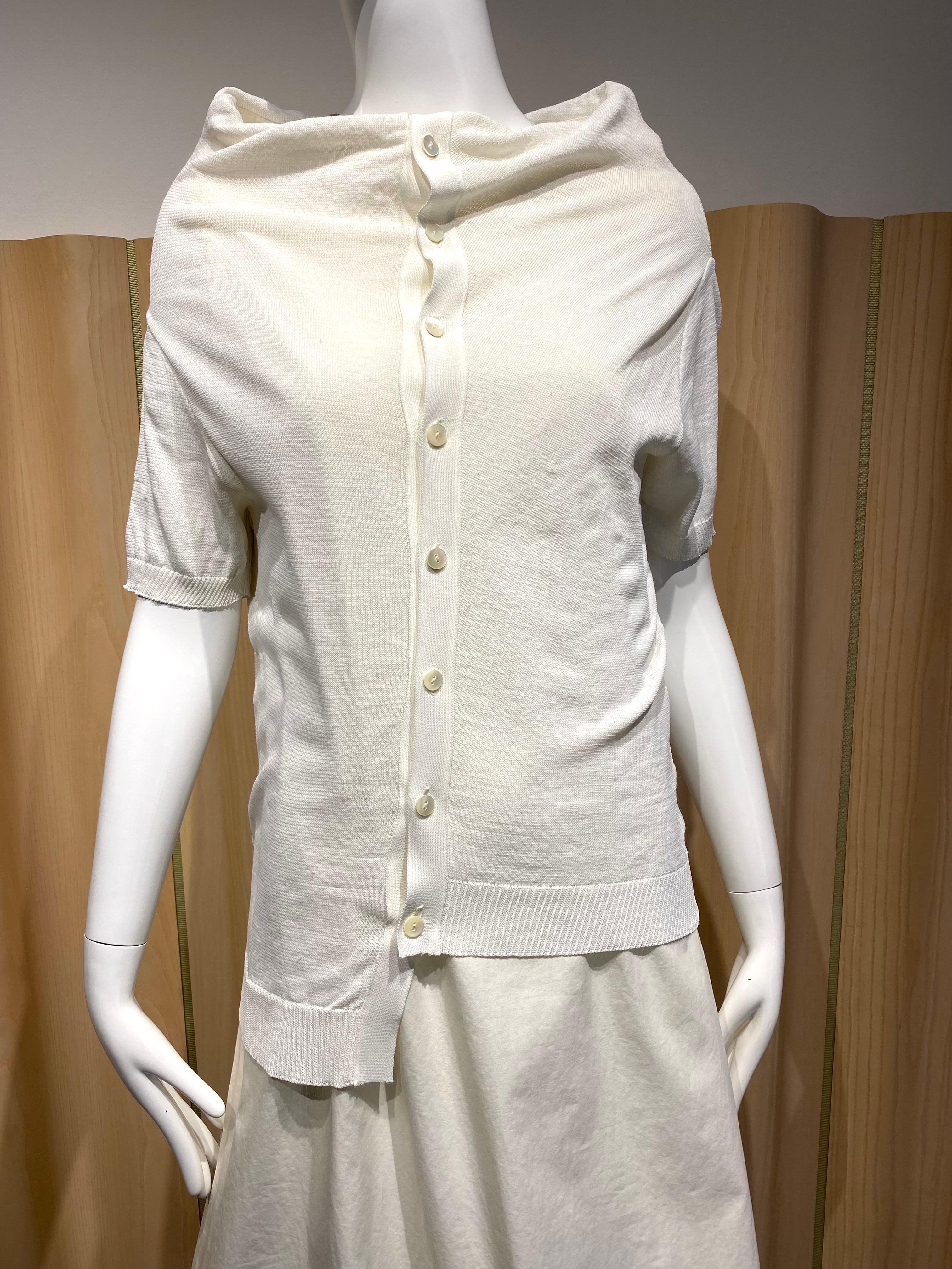 Gray 90s Comme des garcons white cotton and knit dress For Sale