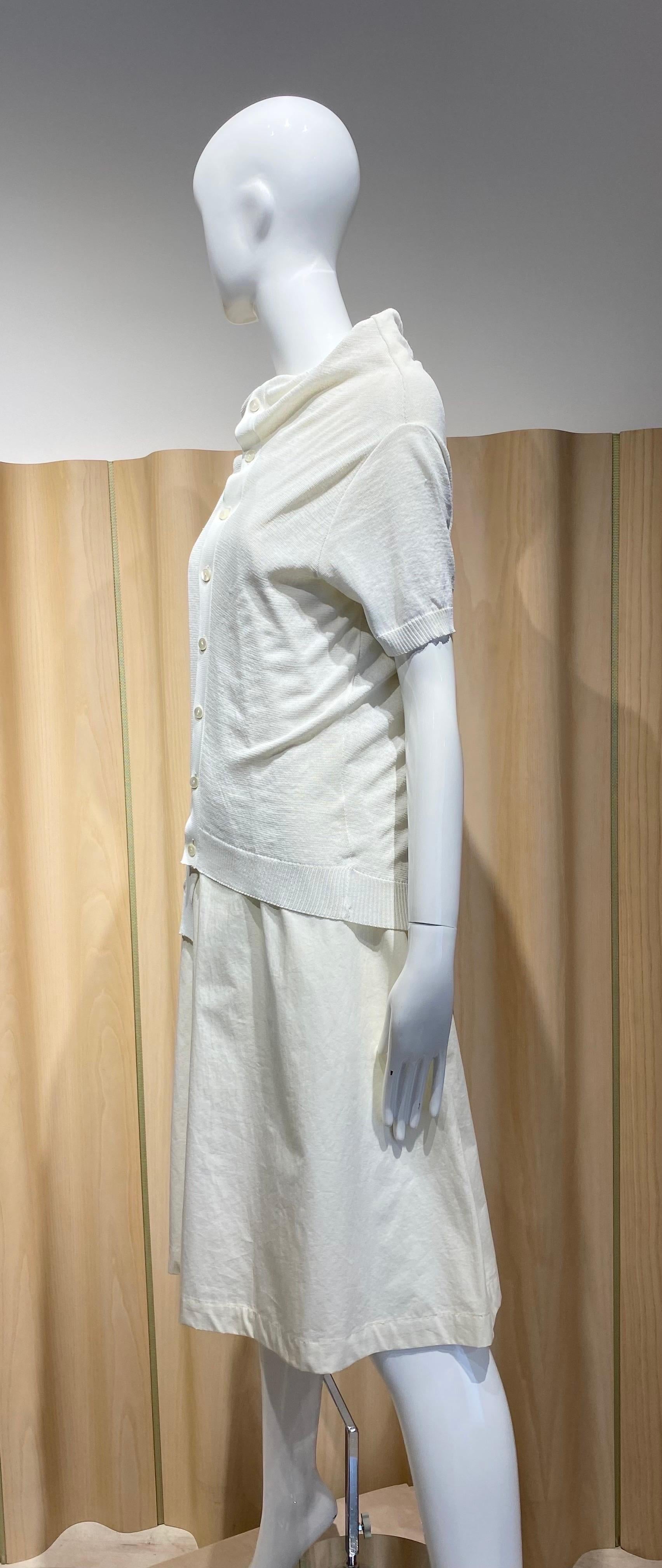 Women's 90s Comme des garcons white cotton and knit dress For Sale