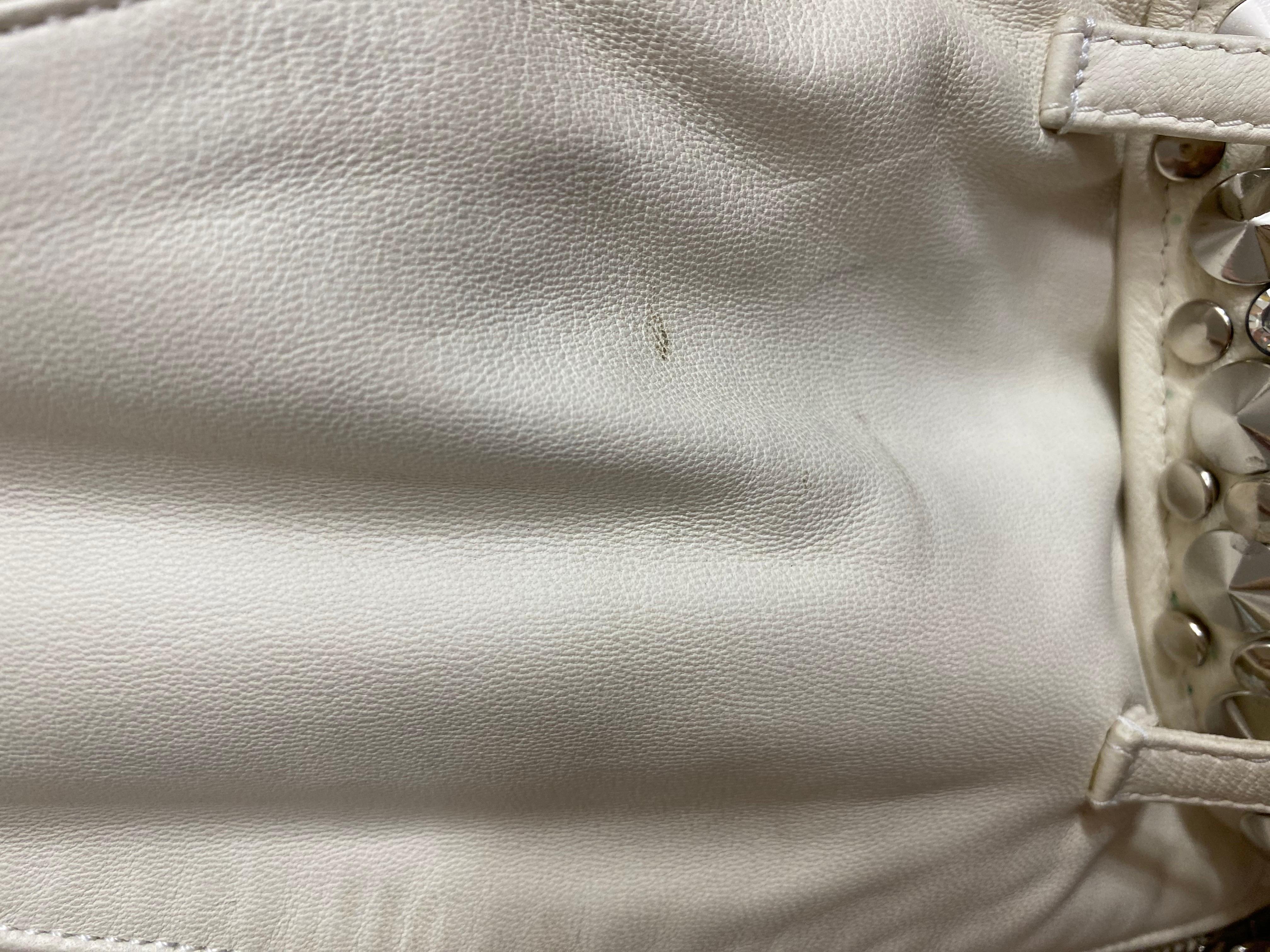 BALMAIN par Christophe Decarnin Veste cloutée en cuir blanc de défilé 5