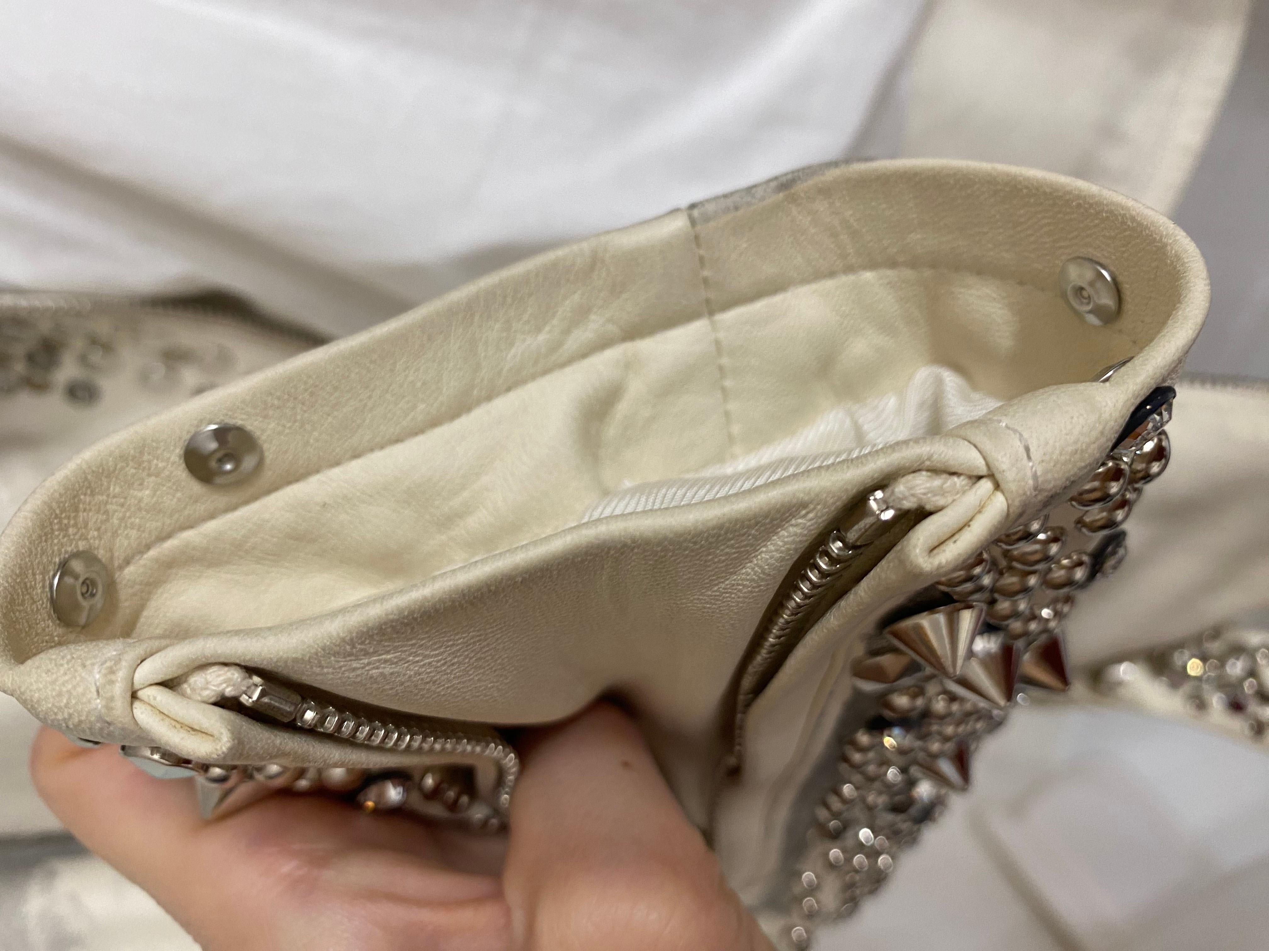 BALMAIN par Christophe Decarnin Veste cloutée en cuir blanc de défilé 7
