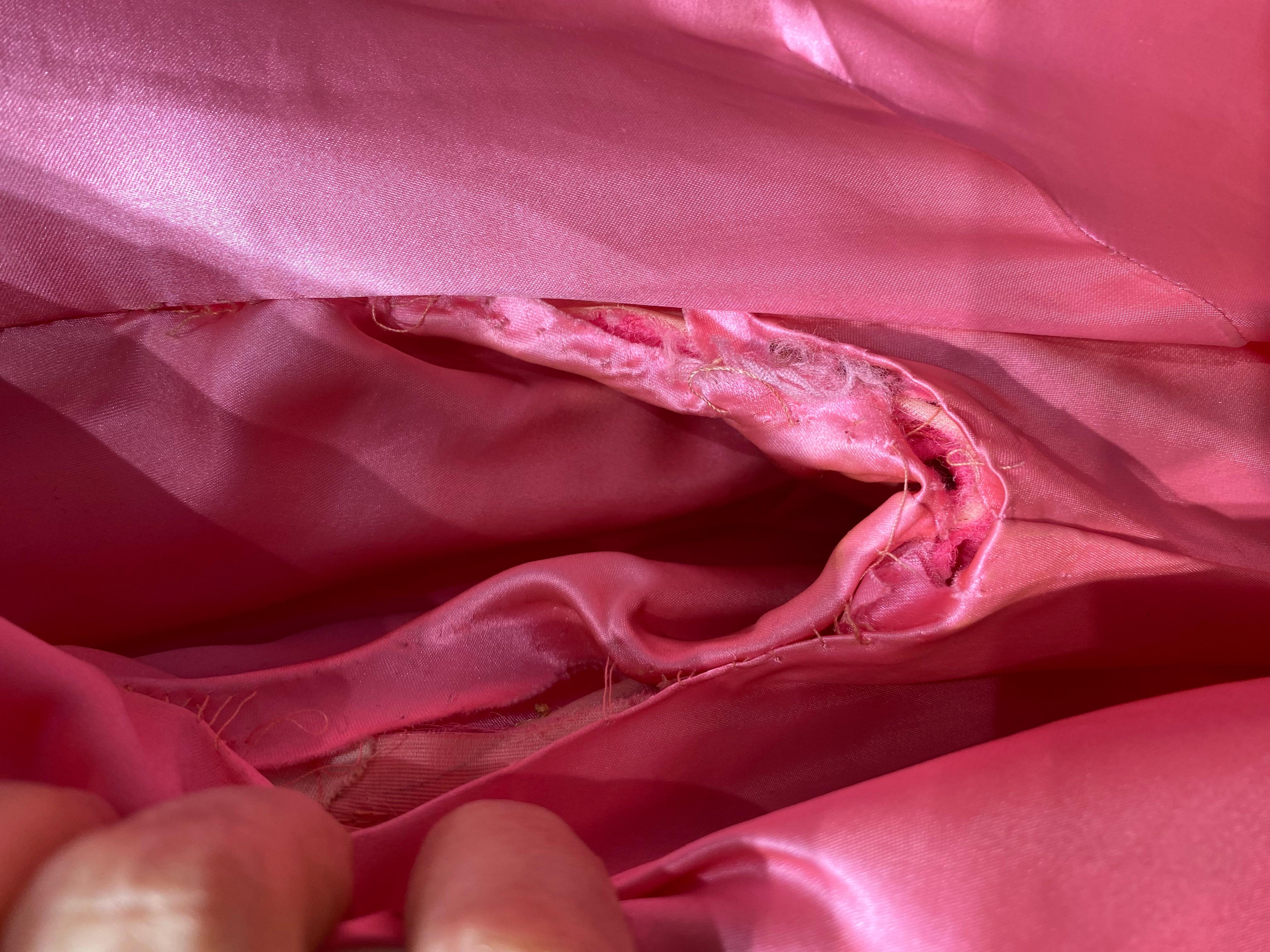 1960er Jahre Buble gum rosa Vintage Seide Perlen Pailletten Kleid 4