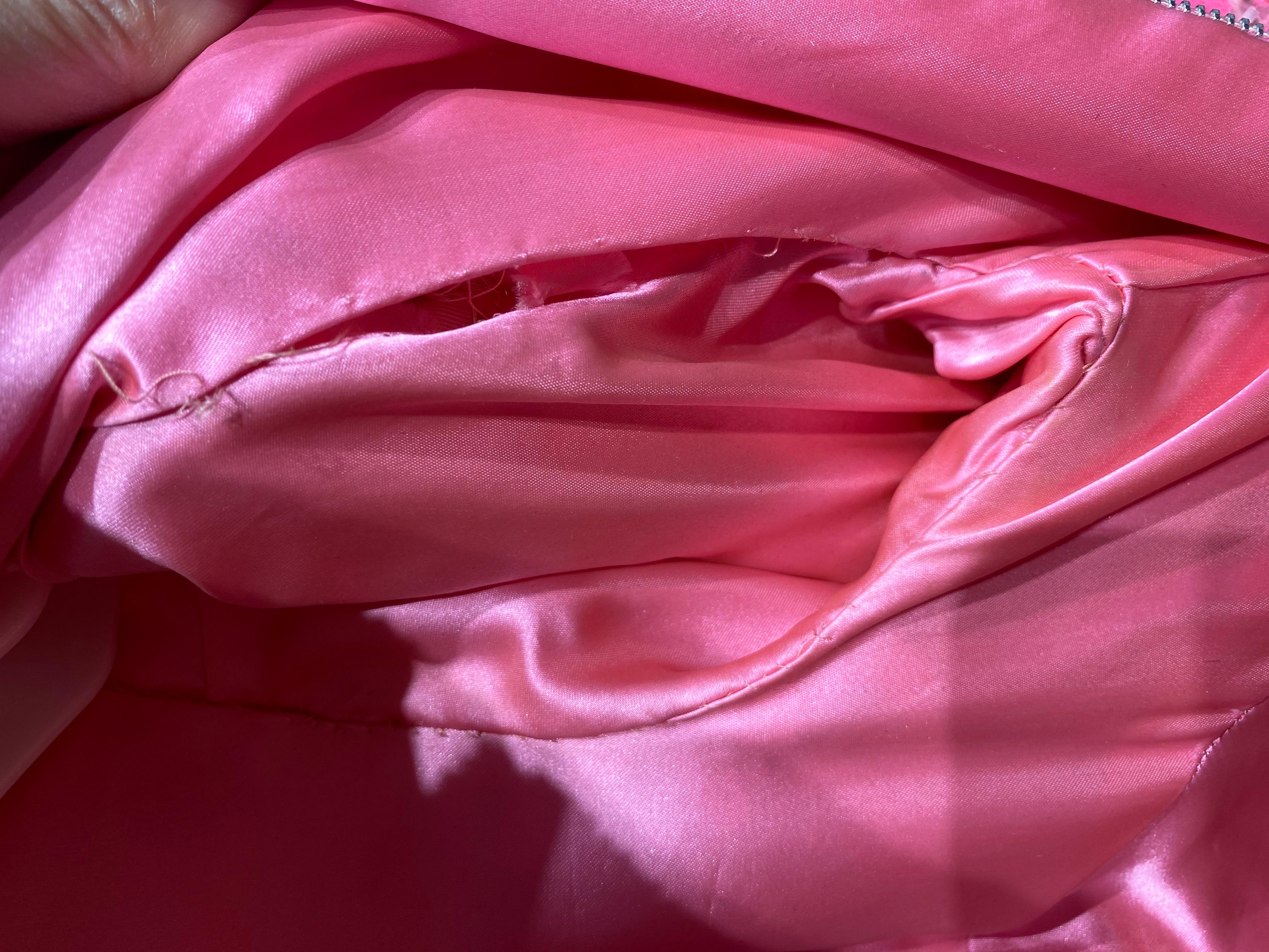 1960er Jahre Buble gum rosa Vintage Seide Perlen Pailletten Kleid 5