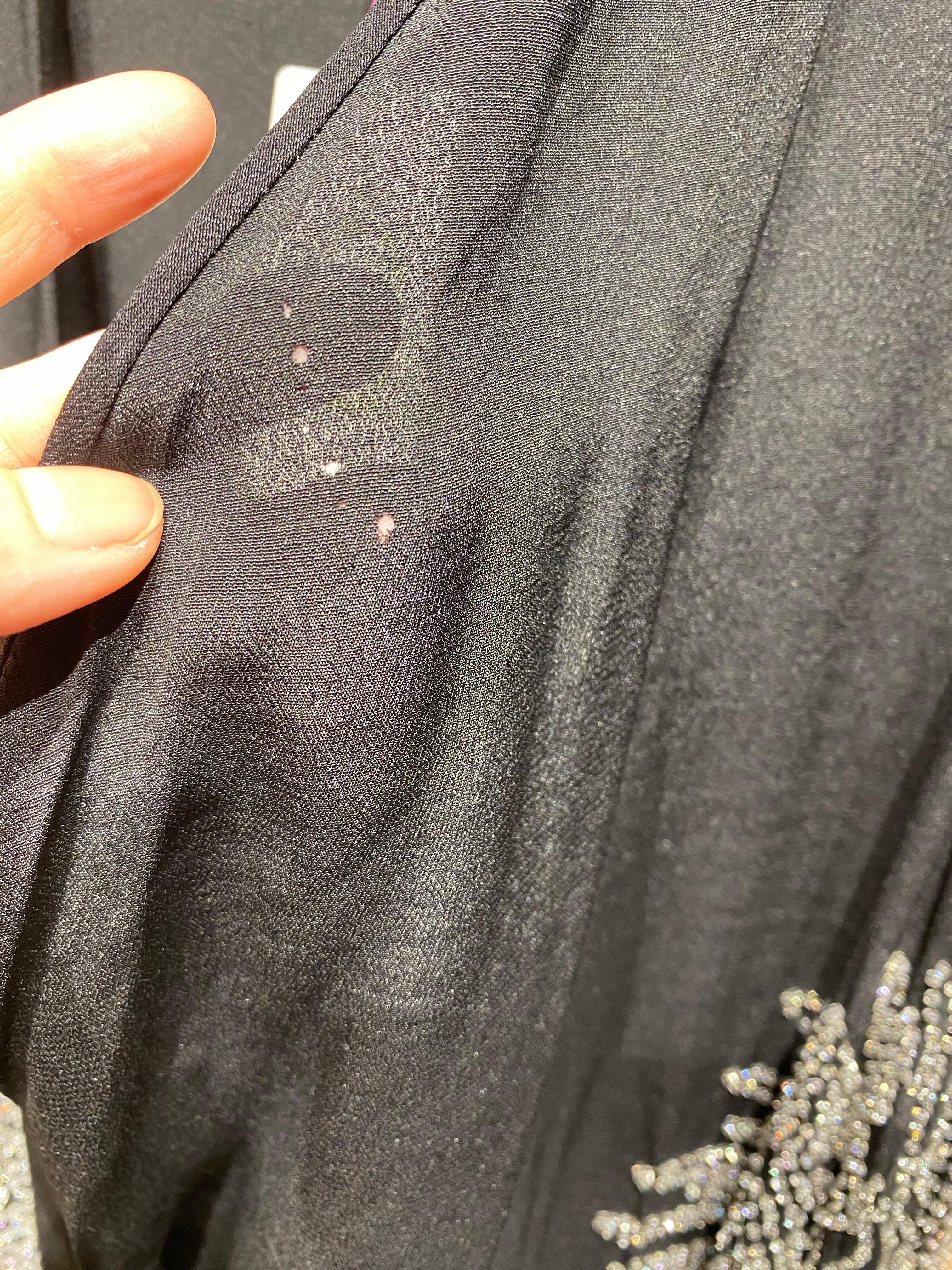 1920s Black Silk Beaded Flapper Dress Large size For Sale 5