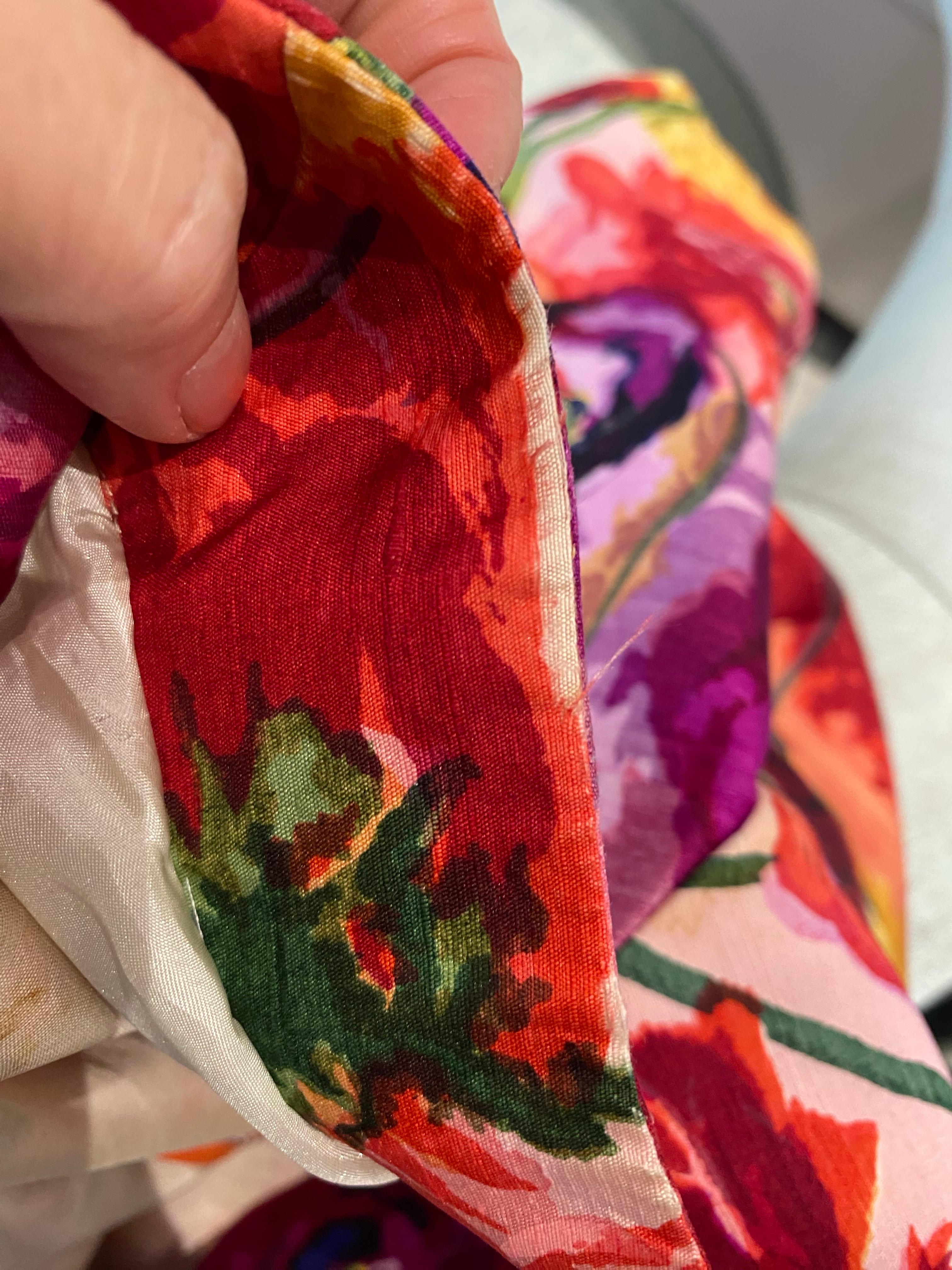 1950s  Scaasi Multi Color Floral Silk Gown For Sale 11