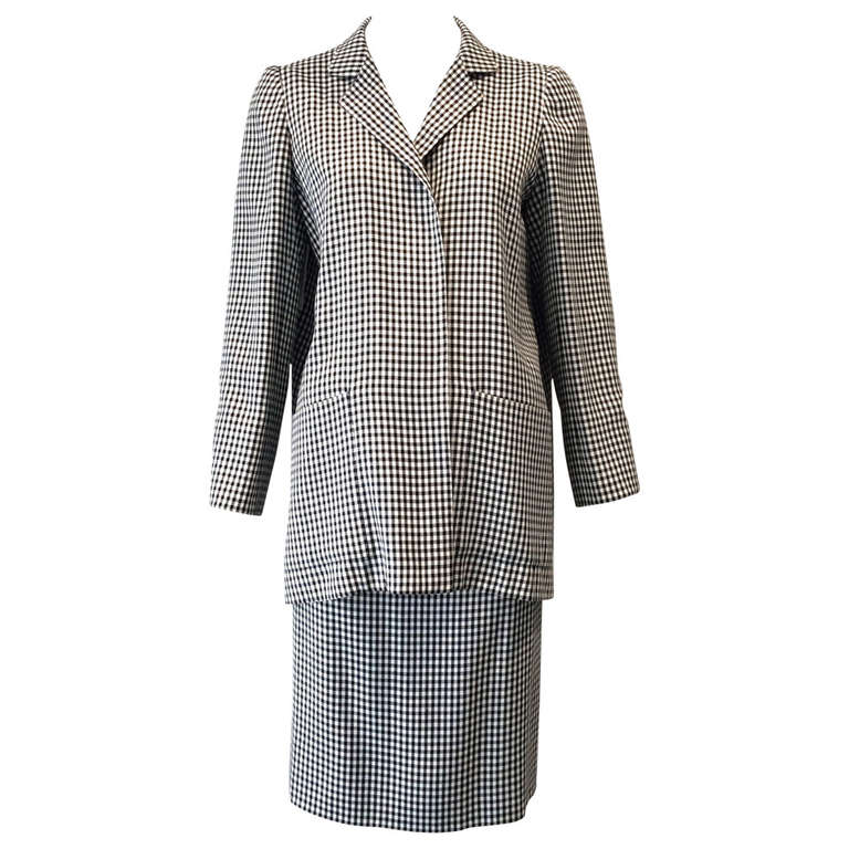 Chistian Dior PRINTEMPS- ETE 1979 plaid swing coat and skirt