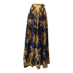 70s HERMES silk maxi skirt