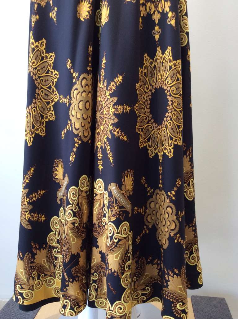 70s HERMES silk maxi skirt