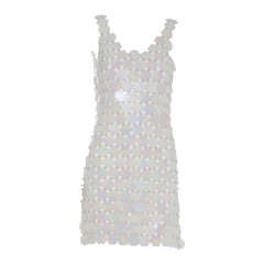 PACO RABANNE white mini disc dress