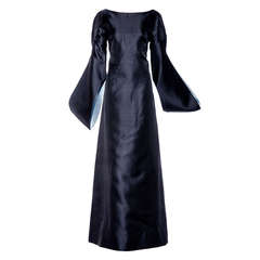 BALENCIAGA  blue silk shantung gown with shawl