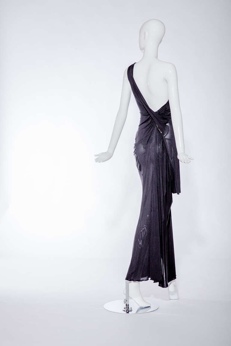 Christian Dior by John Galliano black jersey asymetrical gown