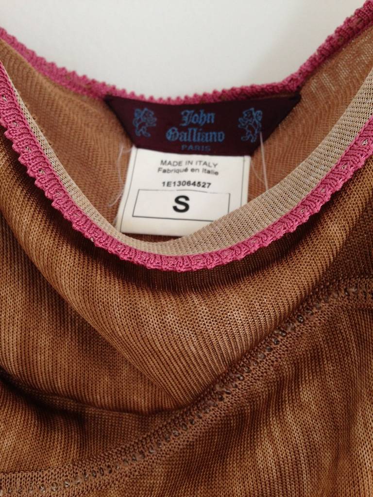 1990s John Galliano Brown Spaghetti Straps Bias Cut Dress