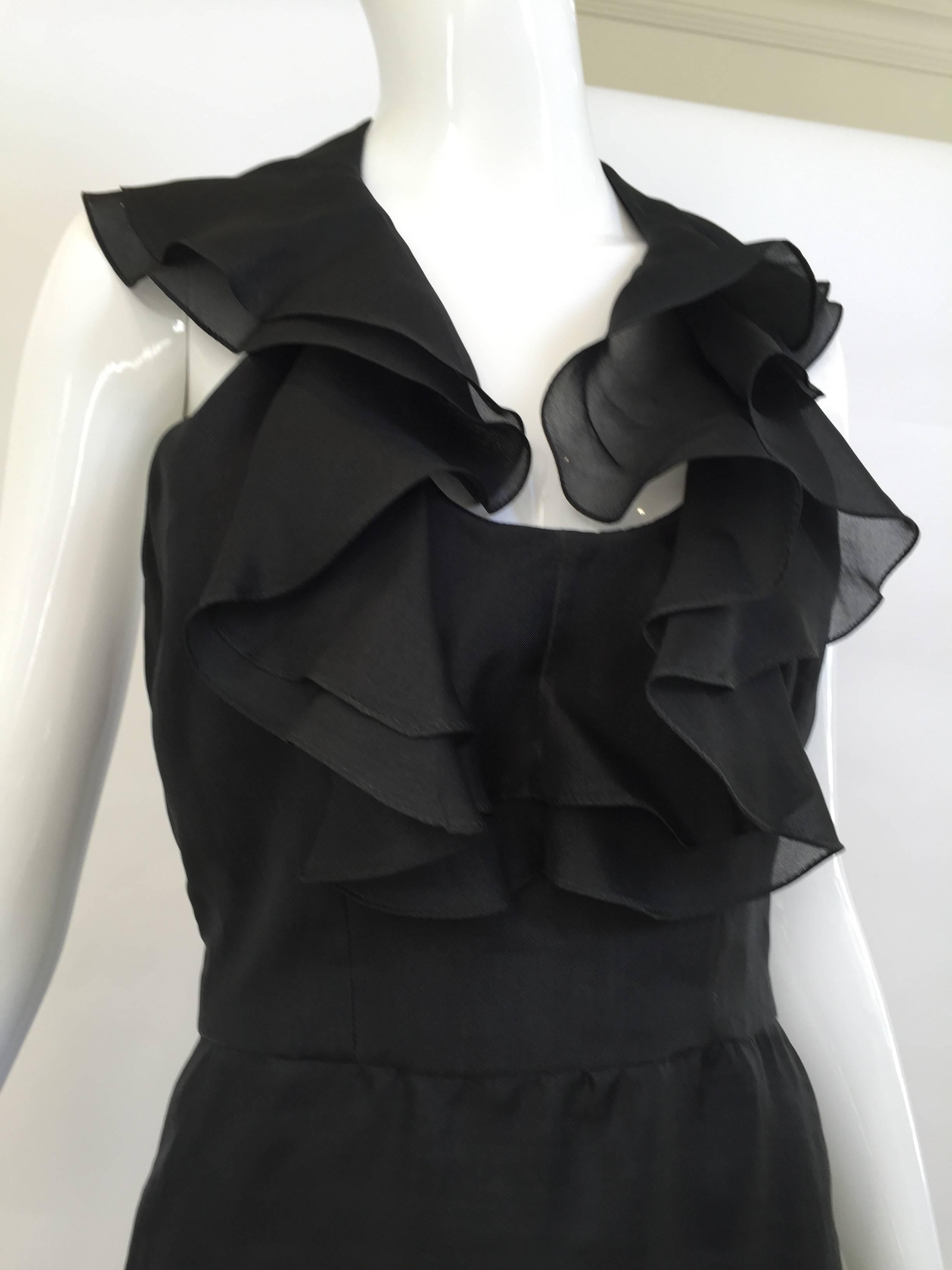 Black 1970s Pierre Cardin black silk organza halter dress