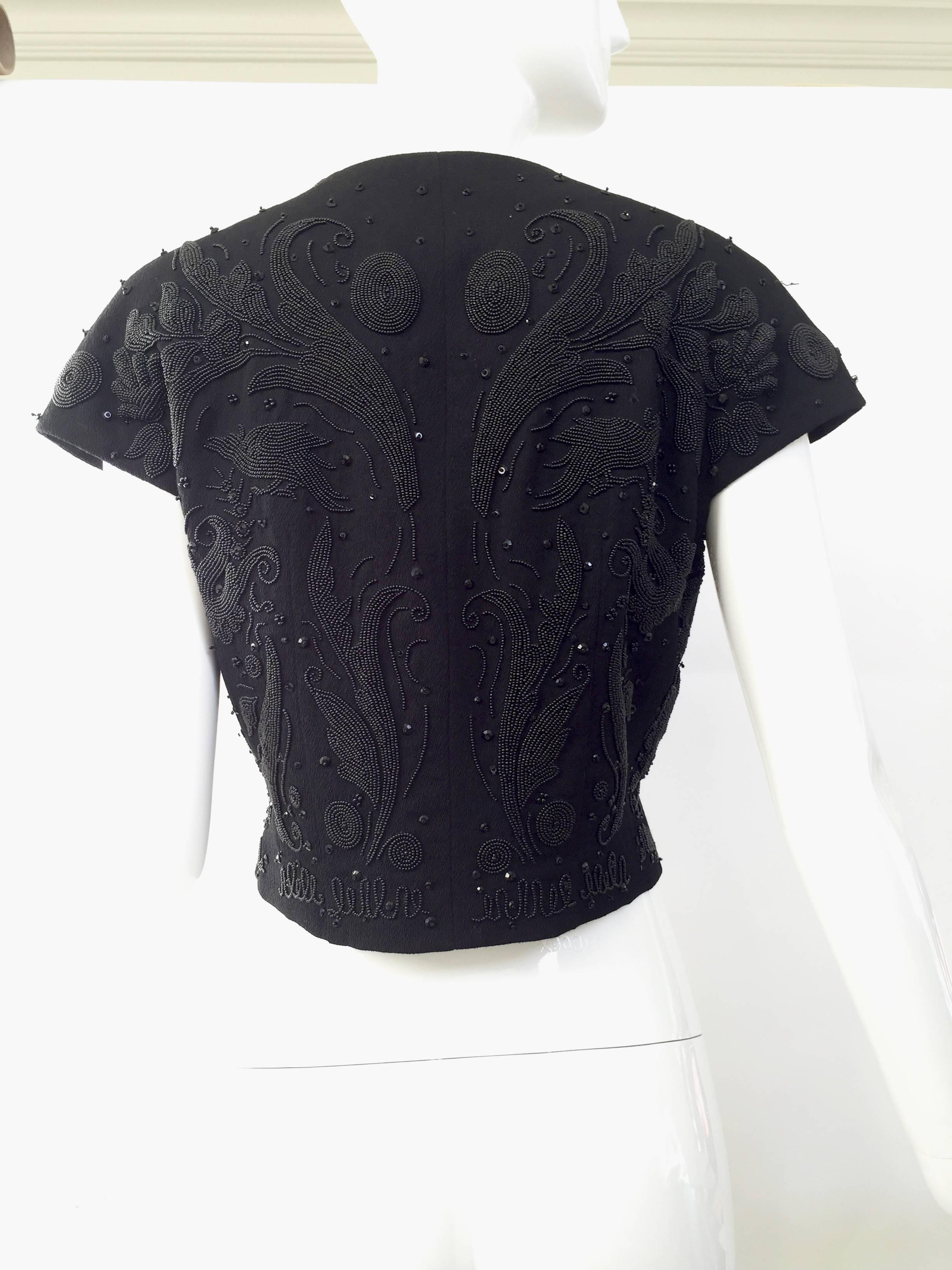 black embroidered crop top