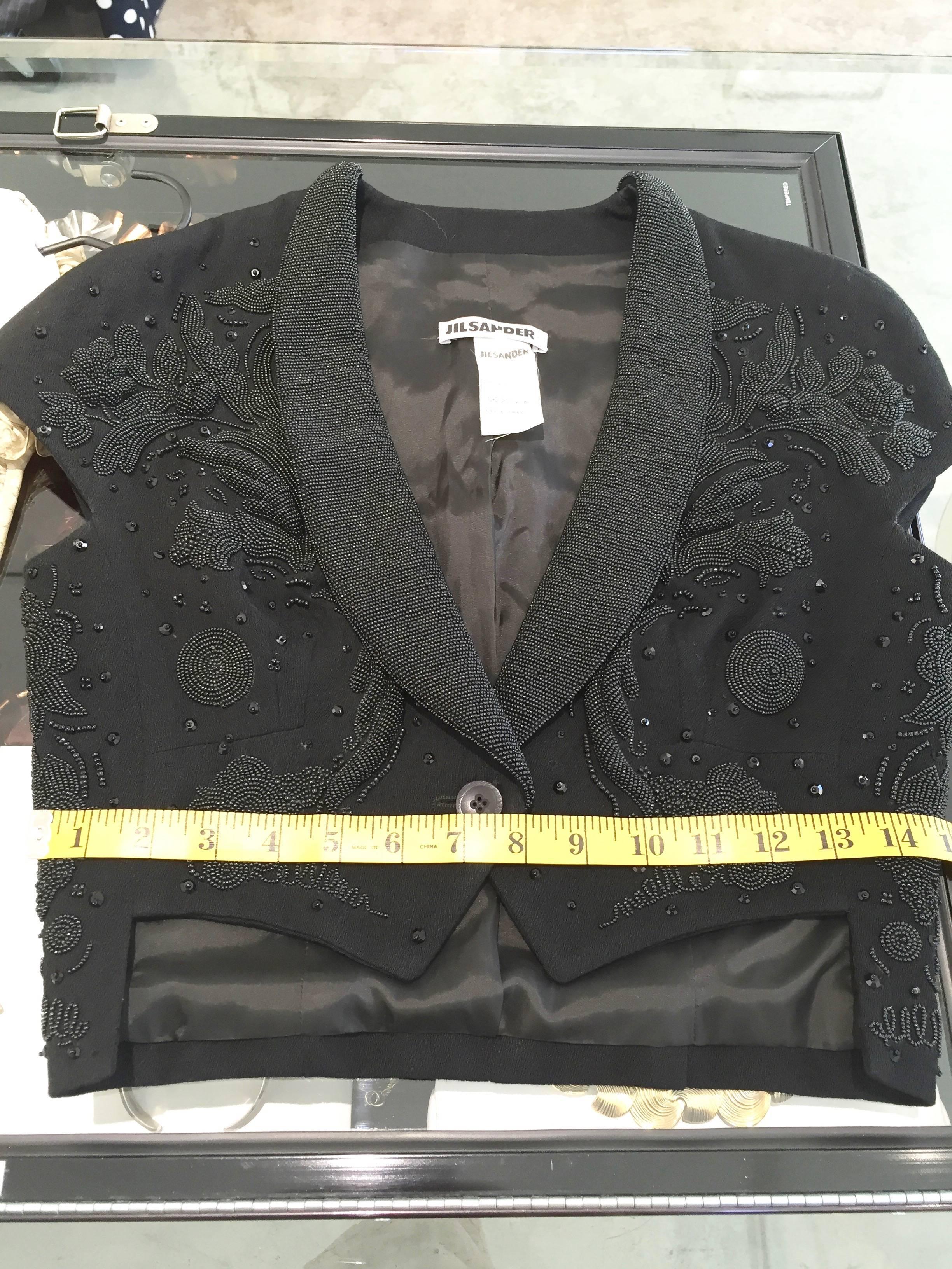 Women's Jil Sander black embroidered beaded crop top For Sale