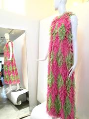 RARE GALANOS 1960s Pink and Green feather dress ( documented)