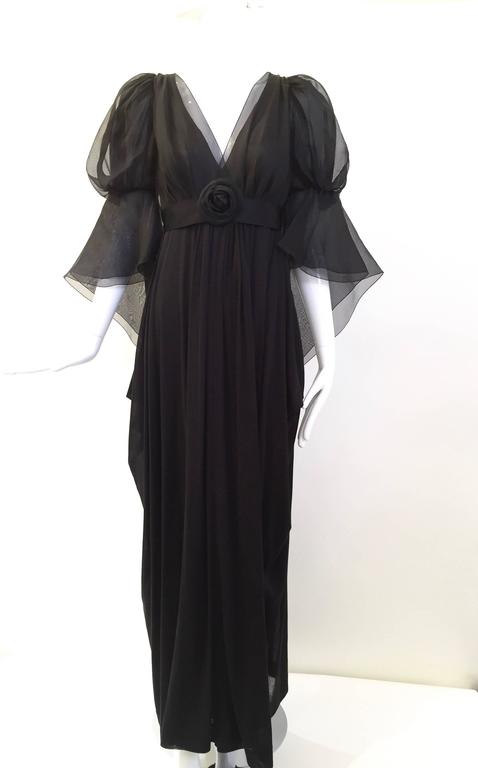 CHANEL black silk gown For Sale at 1stdibs