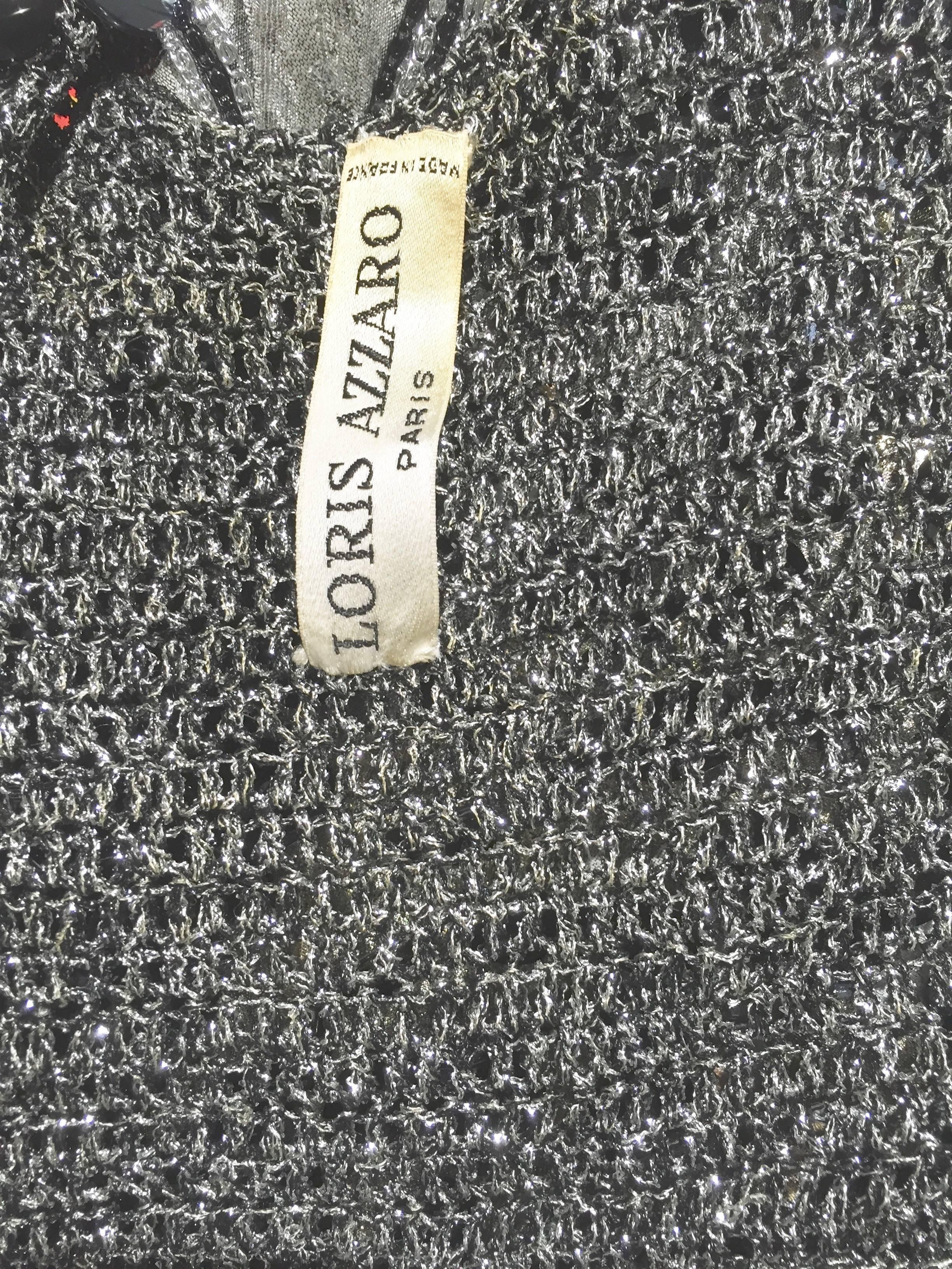 Black LORIS AZZARO sequin chainmail tassel  cardigan
