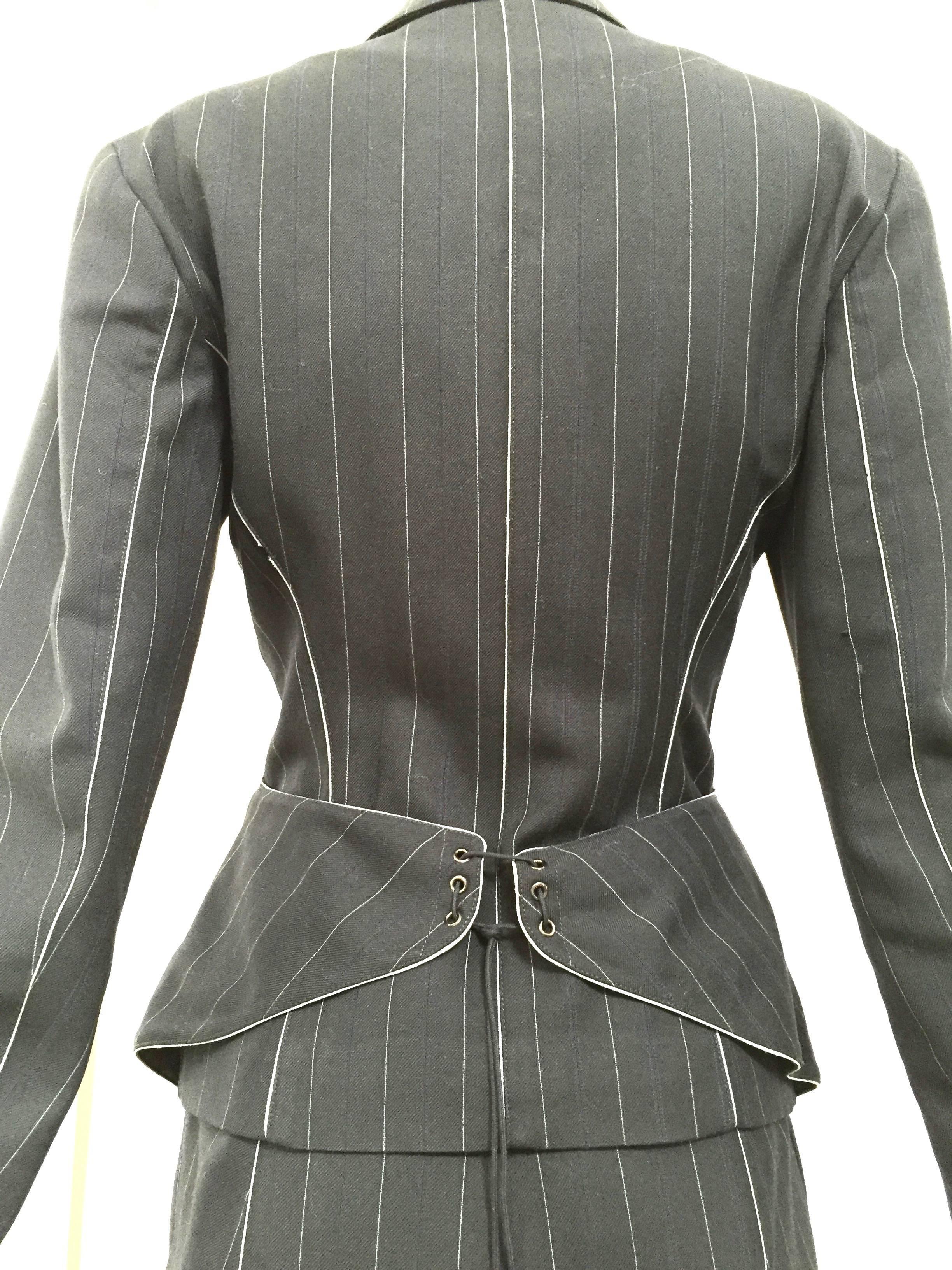 ALAIA black pin stripe blazer and mini skirt set 1