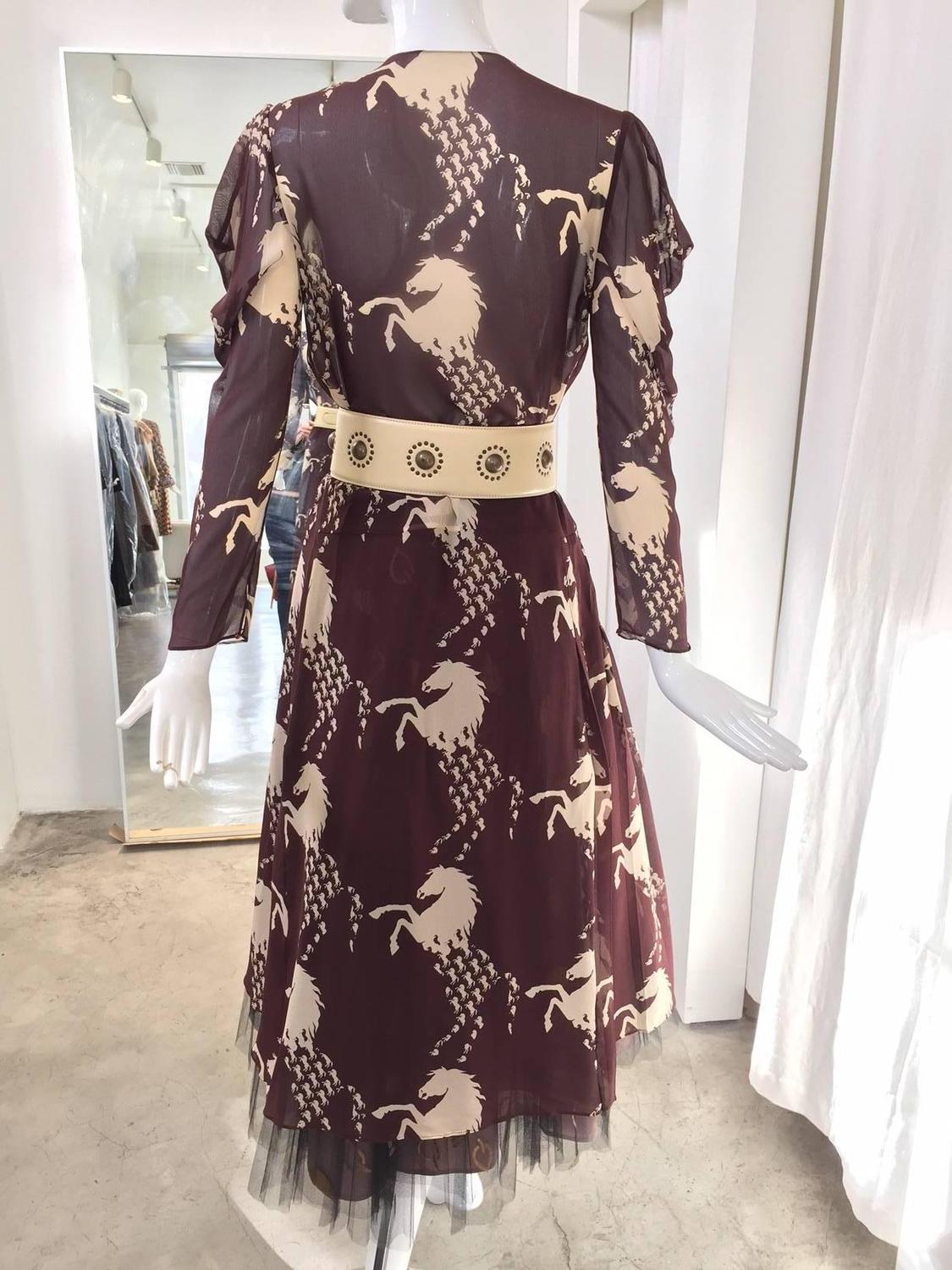 2001 CHLOE horse print silk wrap dress at 1stdibs
