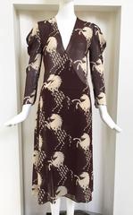 2001 CHLOE horse print silk wrap dress