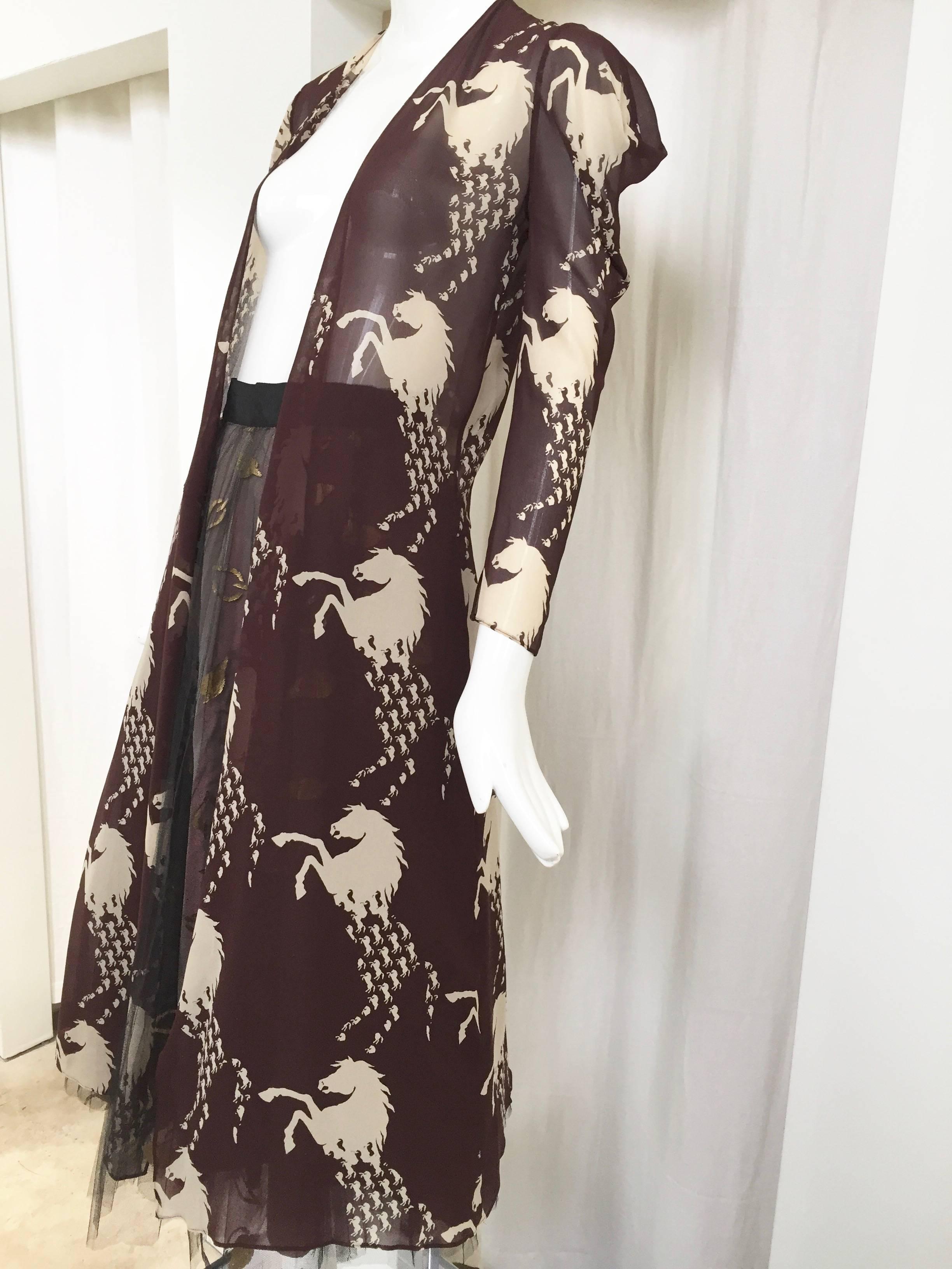 2001 CHLOE horse print silk wrap dress  In Excellent Condition In Beverly Hills, CA