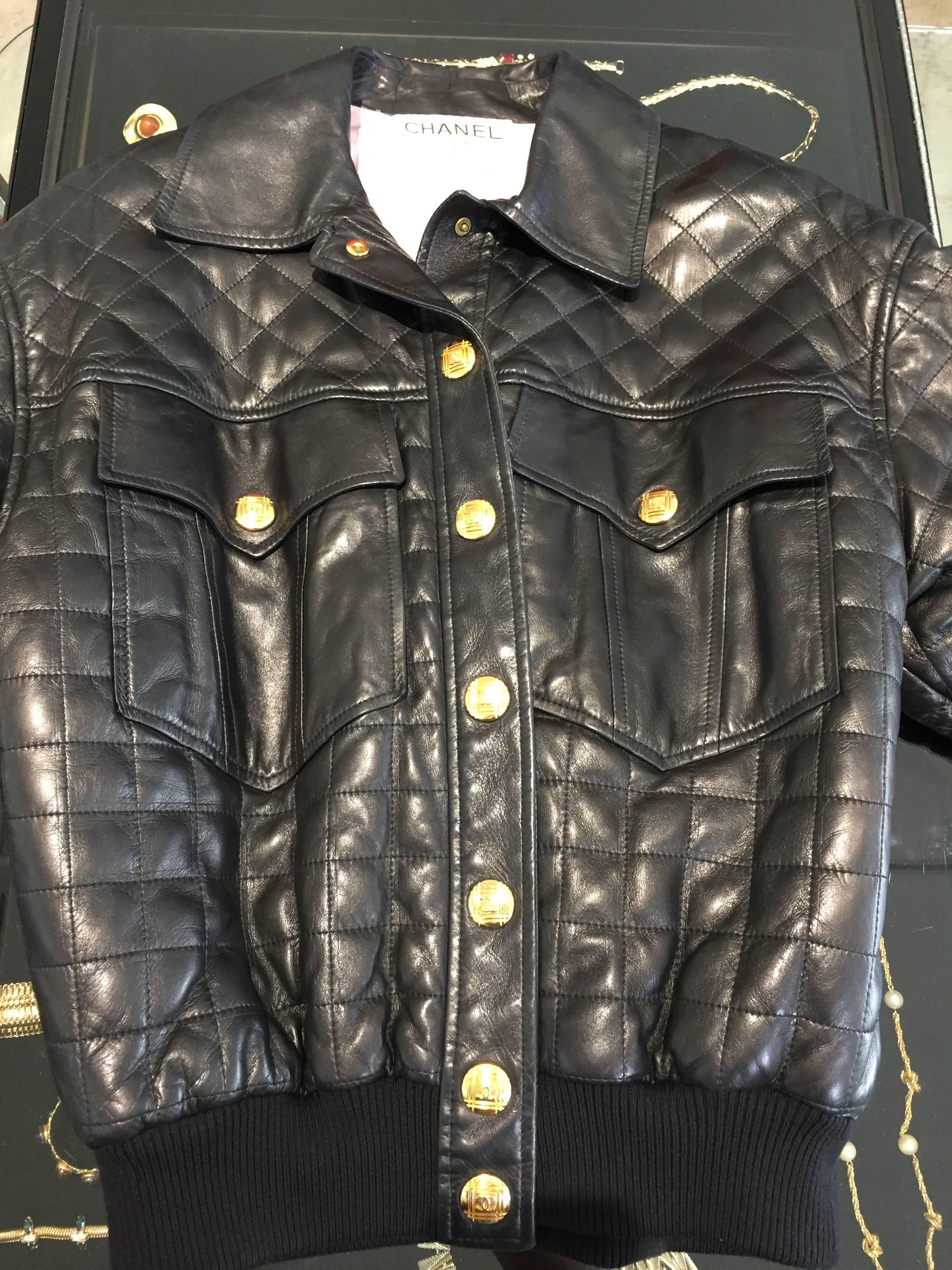 Women's 1990s CHANEL leather bomber jacket