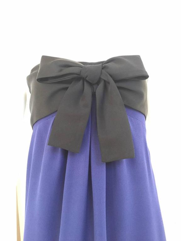 90s CHANEL blue silk strapless cocktail mini dress with bow For Sale at ...