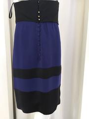 90s CHANEL blue silk strapless cocktail mini dress with bow