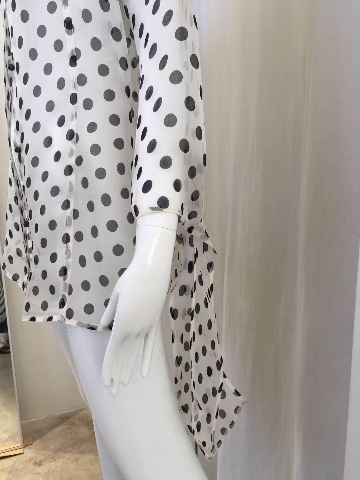 90s GIANFRANCO FERRE silk organza polka-dot blouse In Good Condition In Beverly Hills, CA