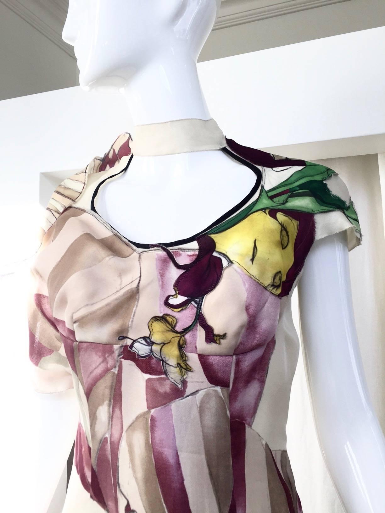 Iconic  2008 Prada fairy silk print runway  dress. 
Size: 38/size 0 or 2. 
Measurement:
Bust: 30.5